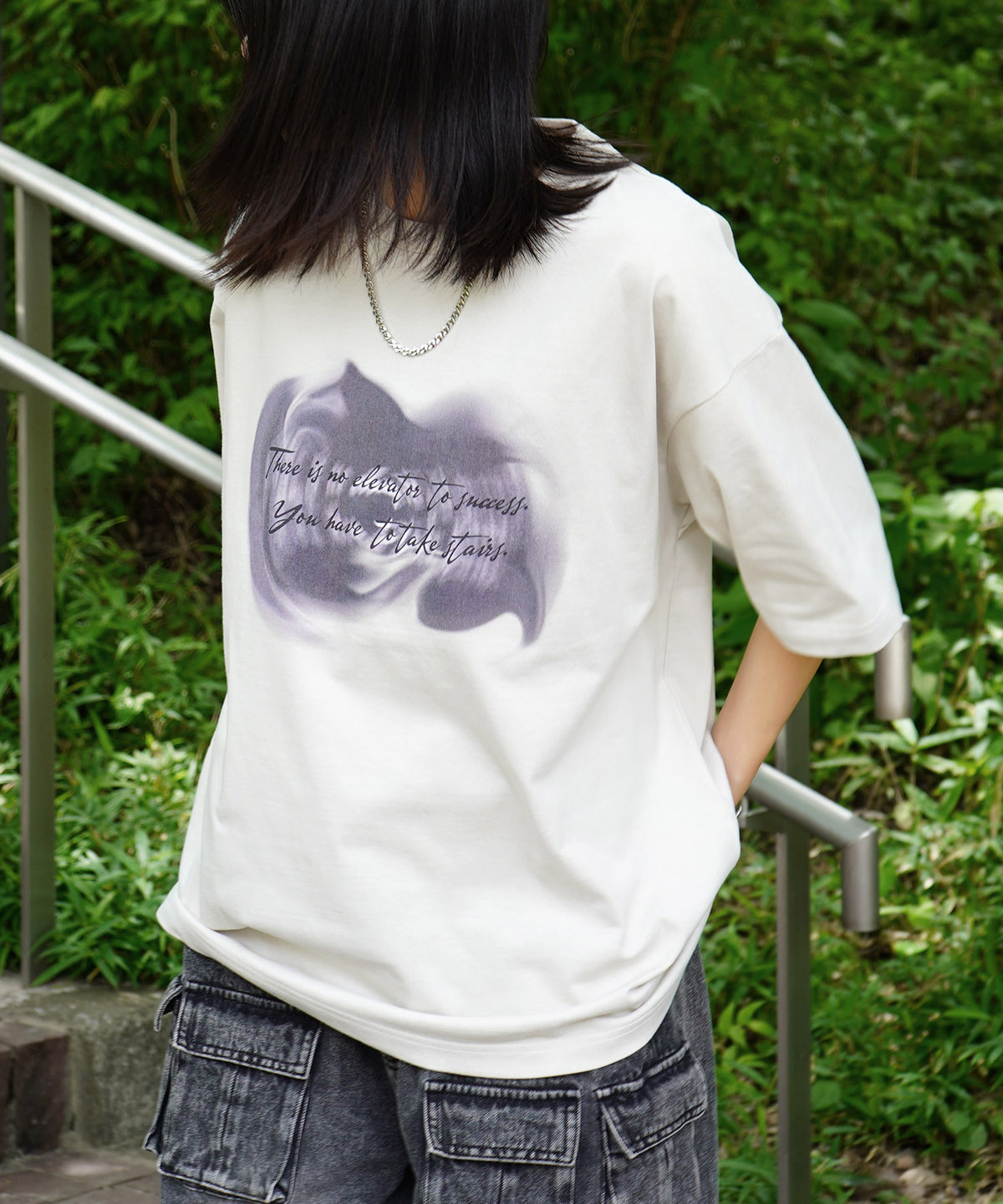 25SS ビッグシルエット プレーティング 半袖Tシャツ グラフィック プリント