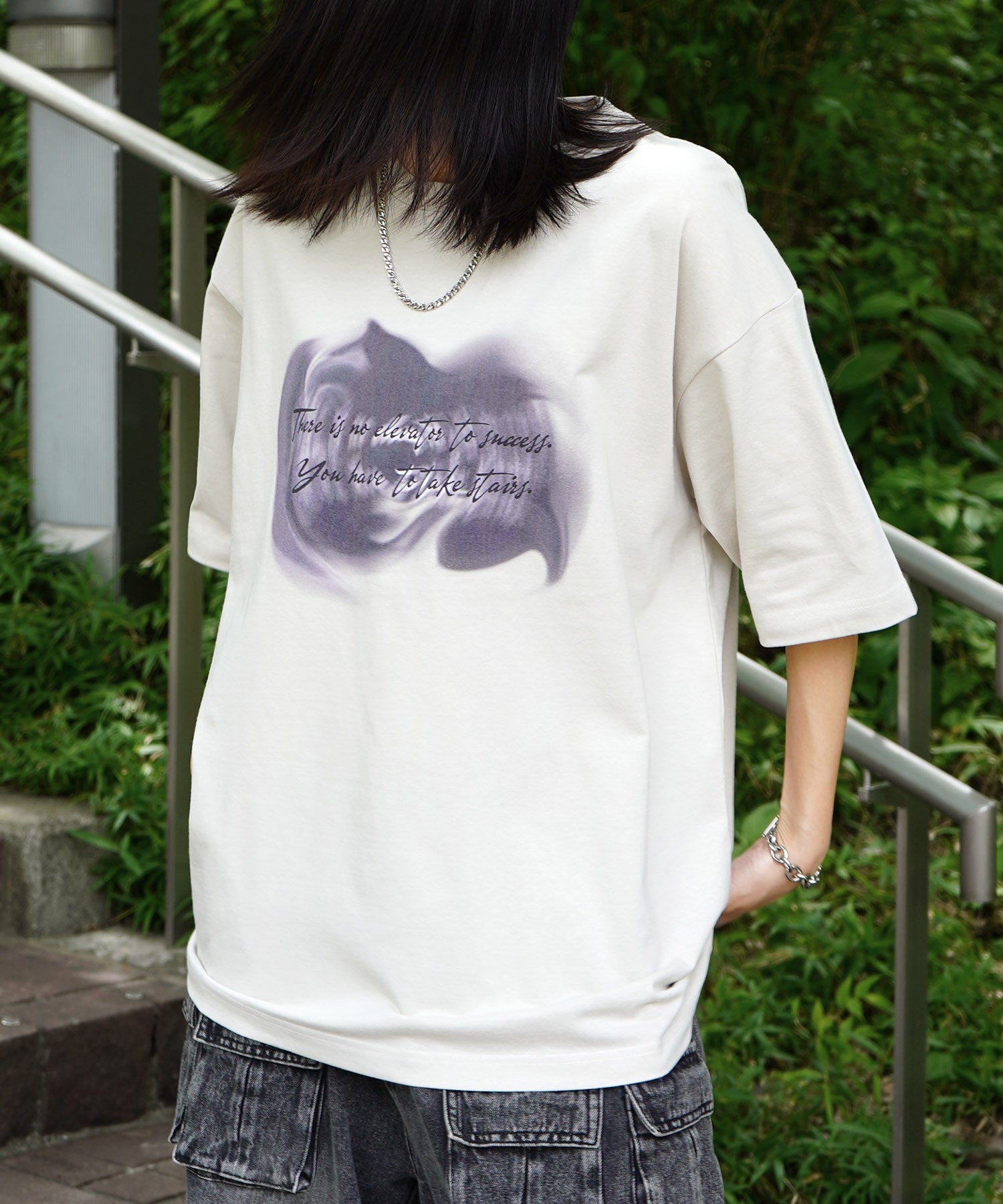 25SS ビッグシルエット プレーティング 半袖Tシャツ グラフィック プリント