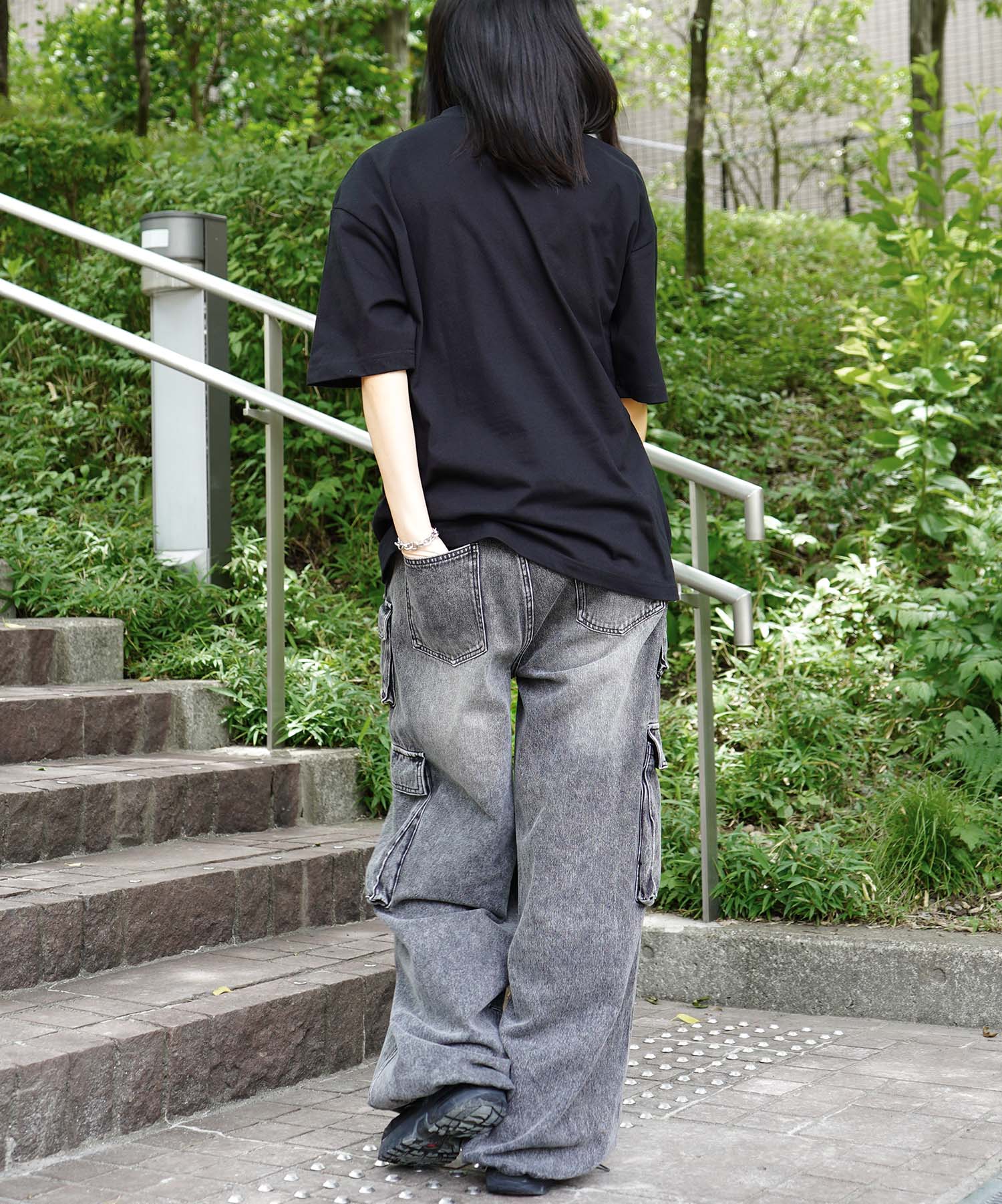 25SS ビッグシルエット プレーティング 半袖Tシャツ グラフィック プリント