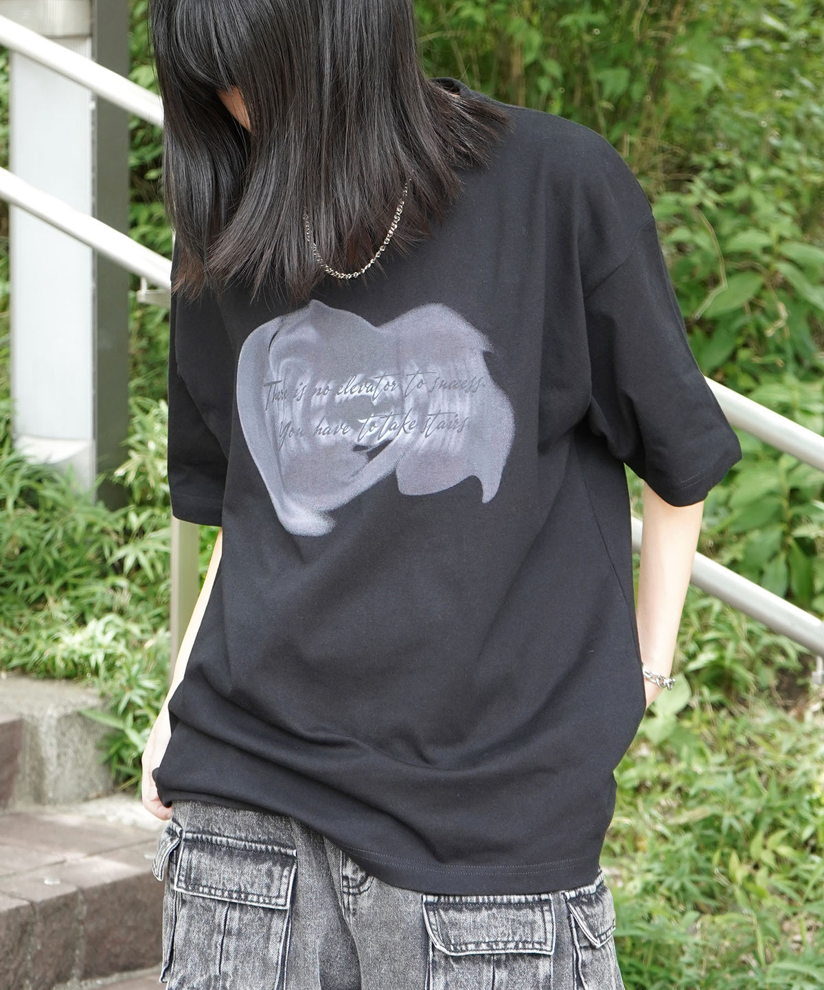 25SS ビッグシルエット プレーティング 半袖Tシャツ グラフィック プリント