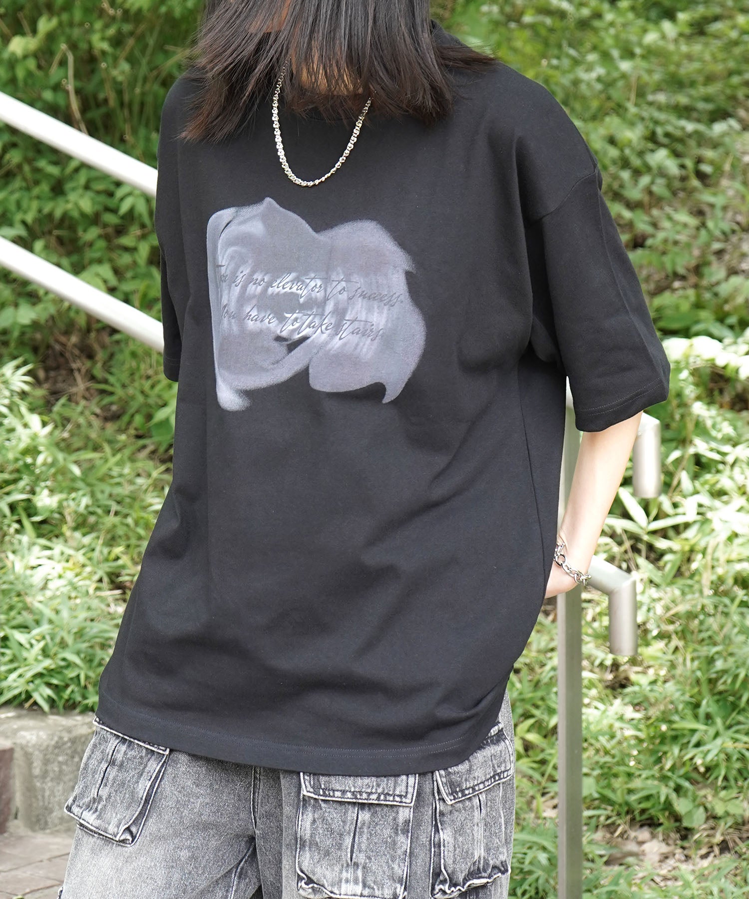 25SS ビッグシルエット プレーティング 半袖Tシャツ グラフィック プリント