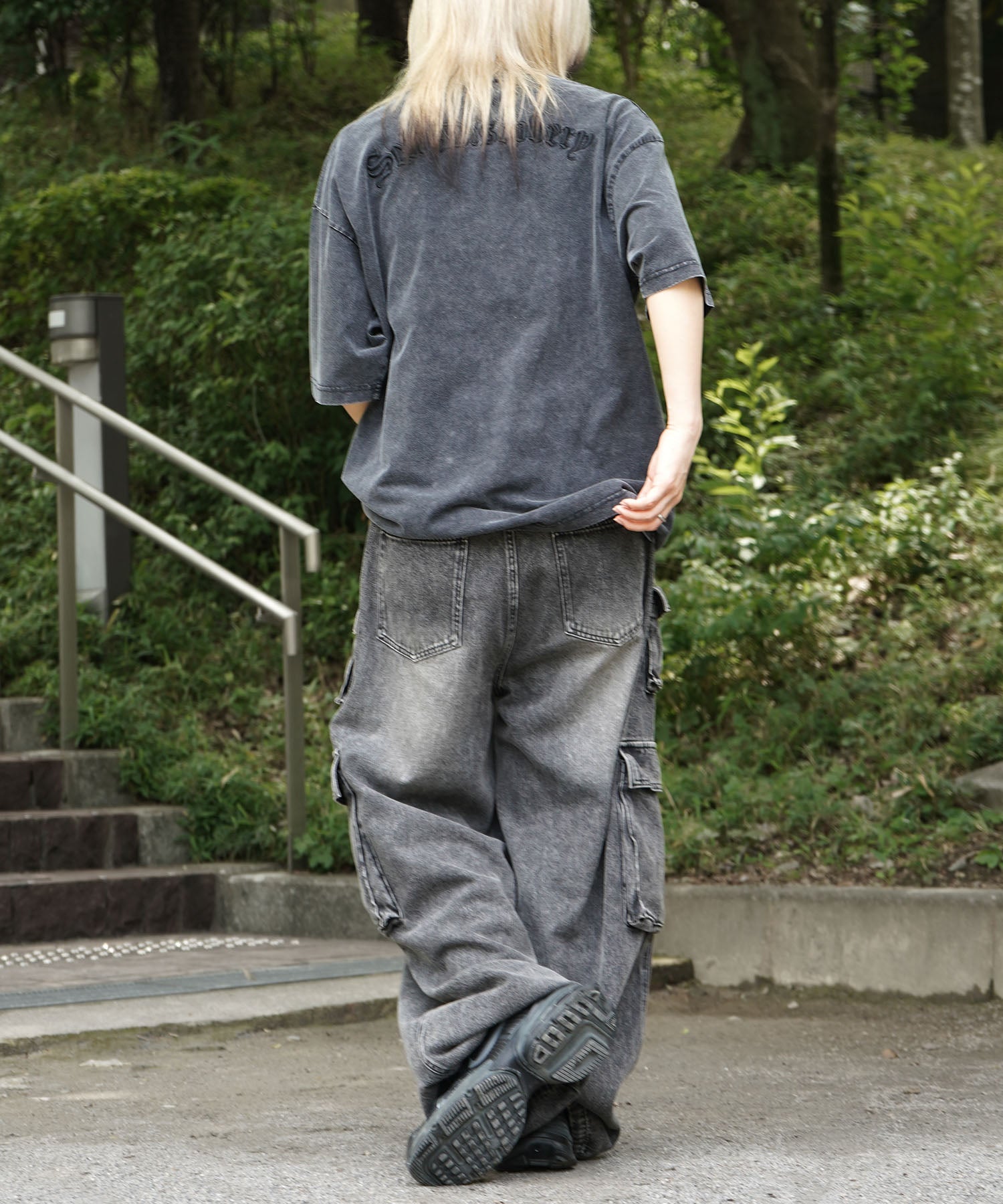 25SS ハードウォッシュ加工 ワンポイント刺繍 ボックスシルエット 半袖Tシャツ