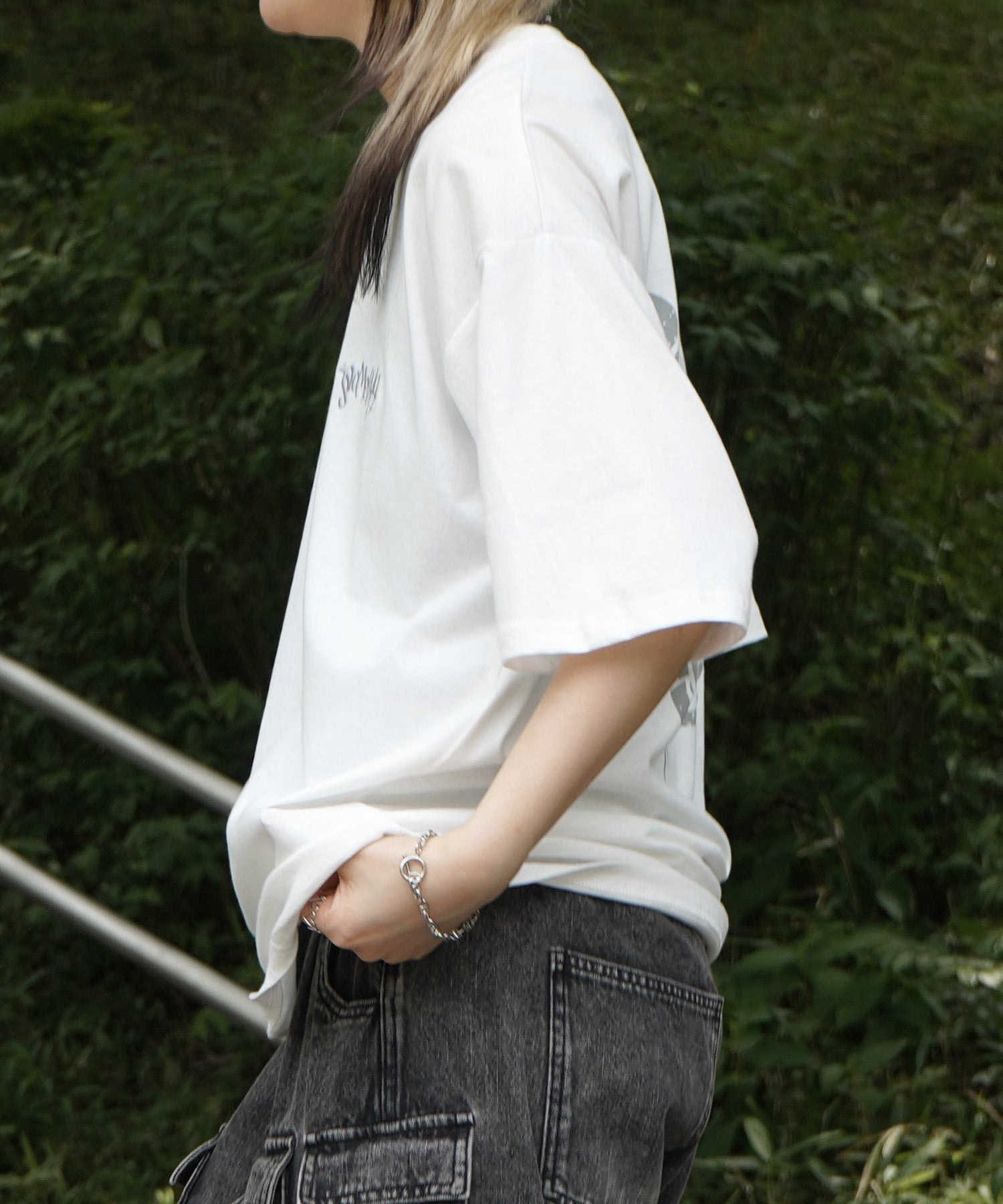 25SS クラウン ボックスシルエット グランジ風 レトロモチーフ バックプリント 半袖Tシャツ