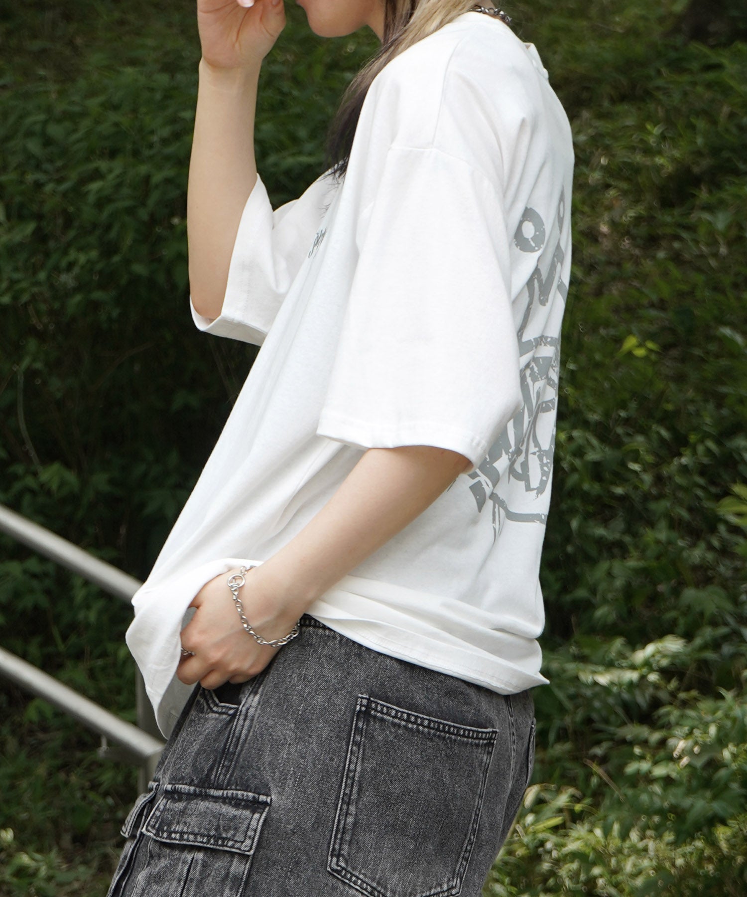 25SS クラウン ボックスシルエット グランジ風 レトロモチーフ バックプリント 半袖Tシャツ