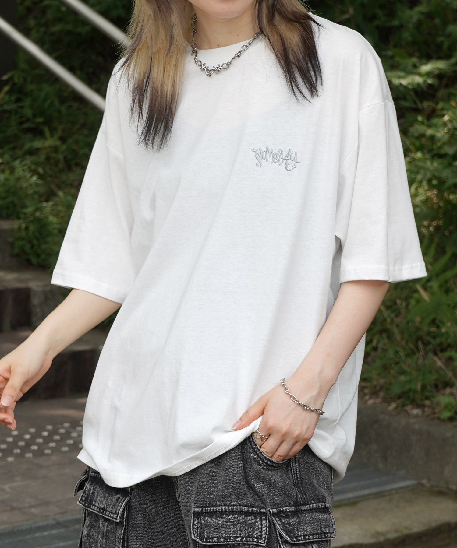 25SS クラウン ボックスシルエット グランジ風 レトロモチーフ バックプリント 半袖Tシャツ