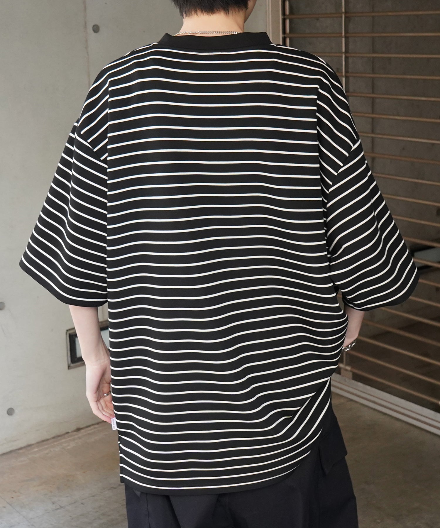 【RED CAP GIRL】24SS ビッグシルエット ワンポイント刺繍 ボーダー ドレープとろみ リンガーTシャツ