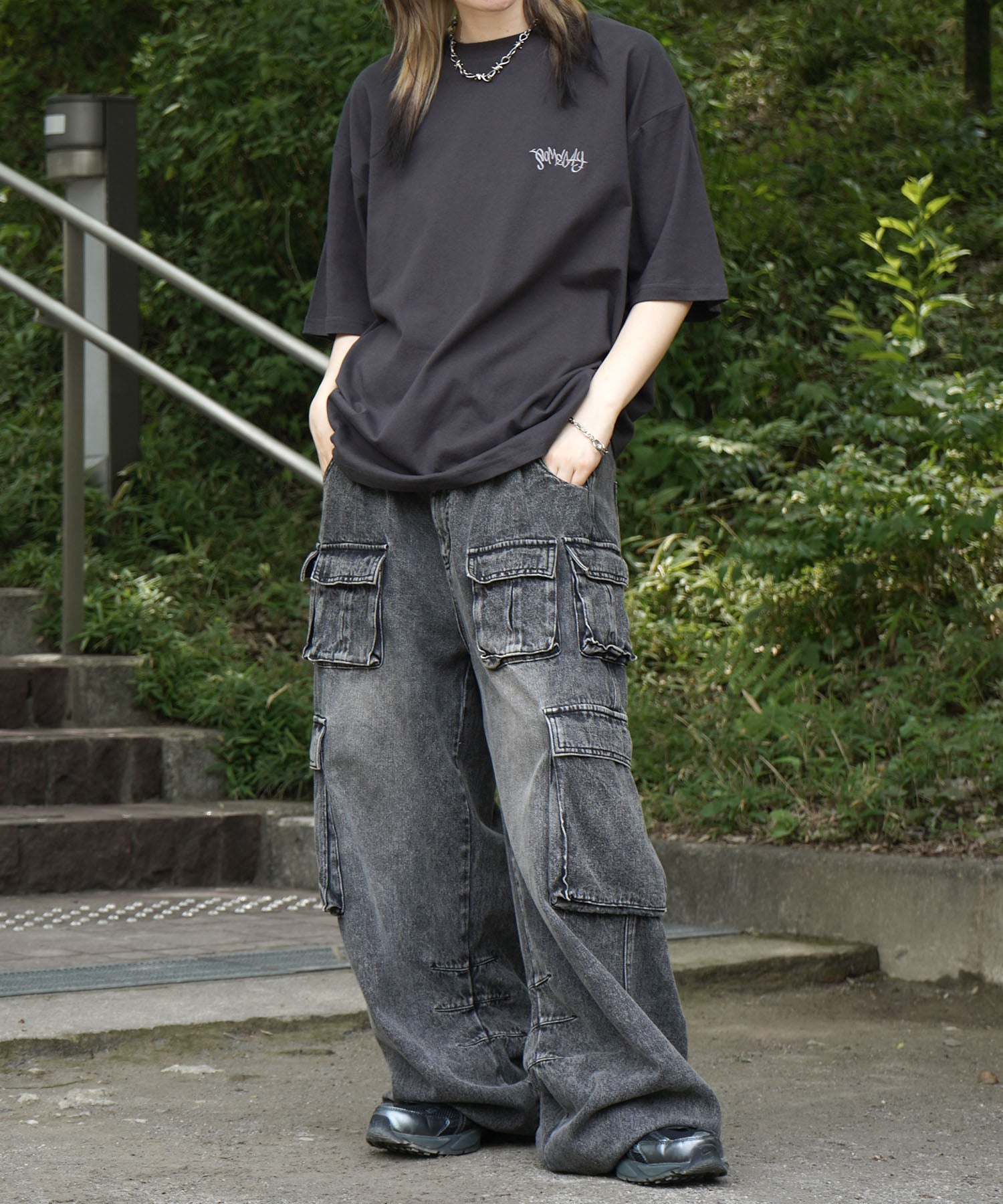 25SS クラウン ボックスシルエット グランジ風 レトロモチーフ バックプリント 半袖Tシャツ