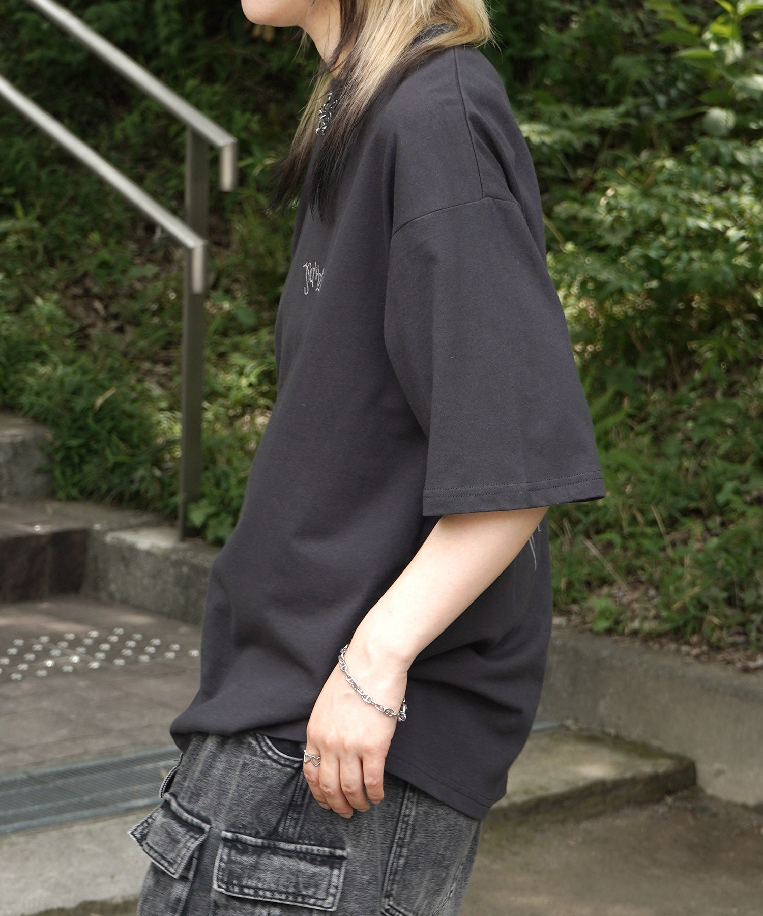 25SS クラウン ボックスシルエット グランジ風 レトロモチーフ バックプリント 半袖Tシャツ