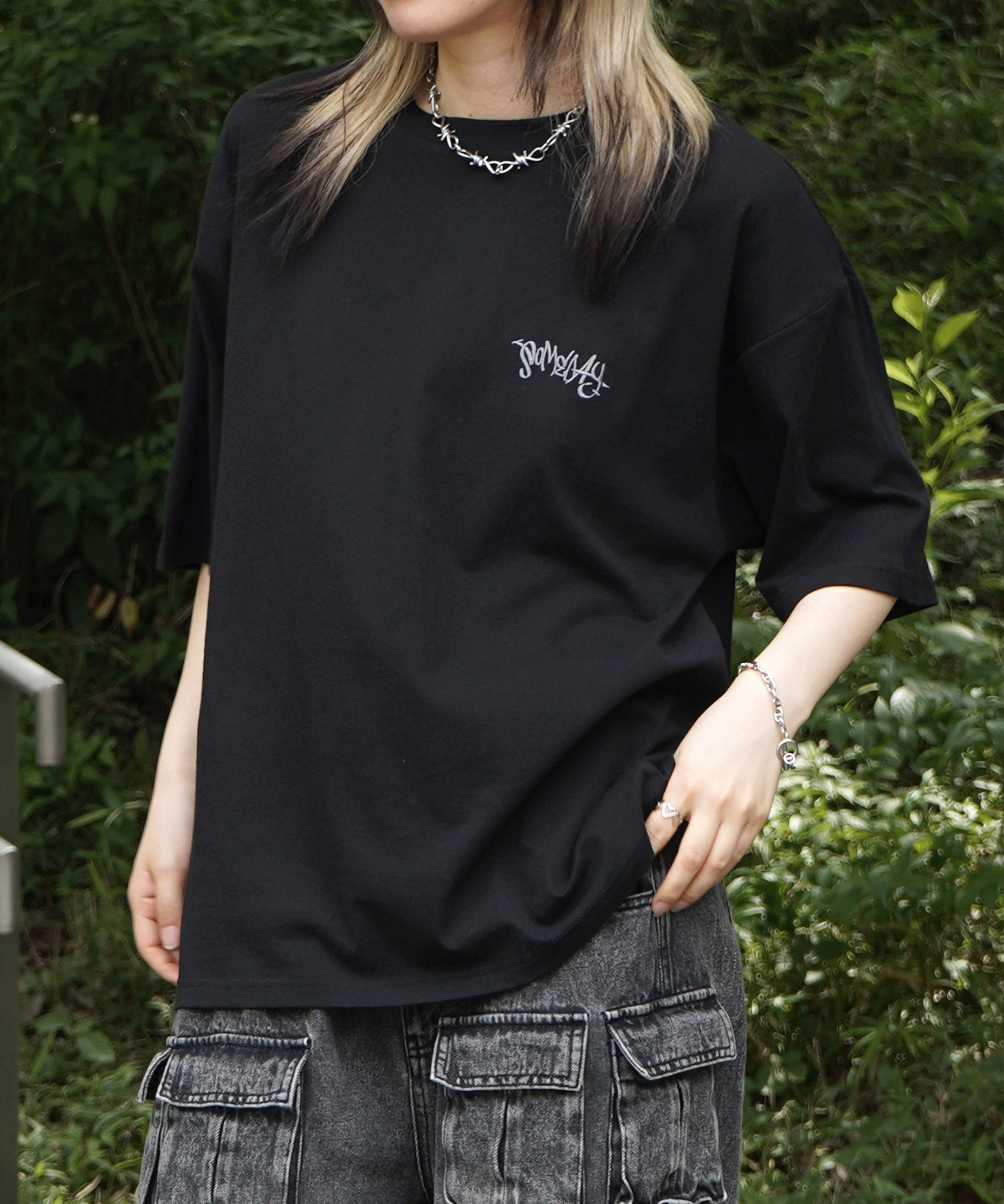 25SS クラウン ボックスシルエット グランジ風 レトロモチーフ バックプリント 半袖Tシャツ