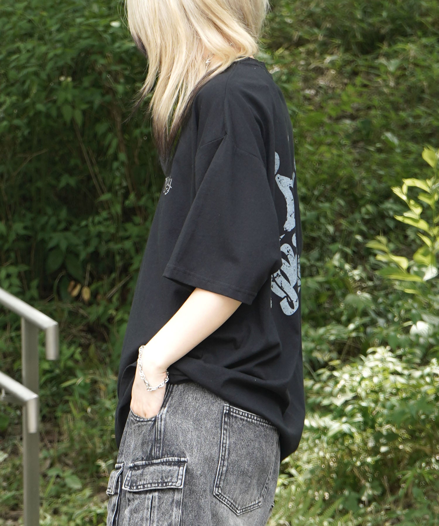 25SS クラウン ボックスシルエット グランジ風 レトロモチーフ バックプリント 半袖Tシャツ