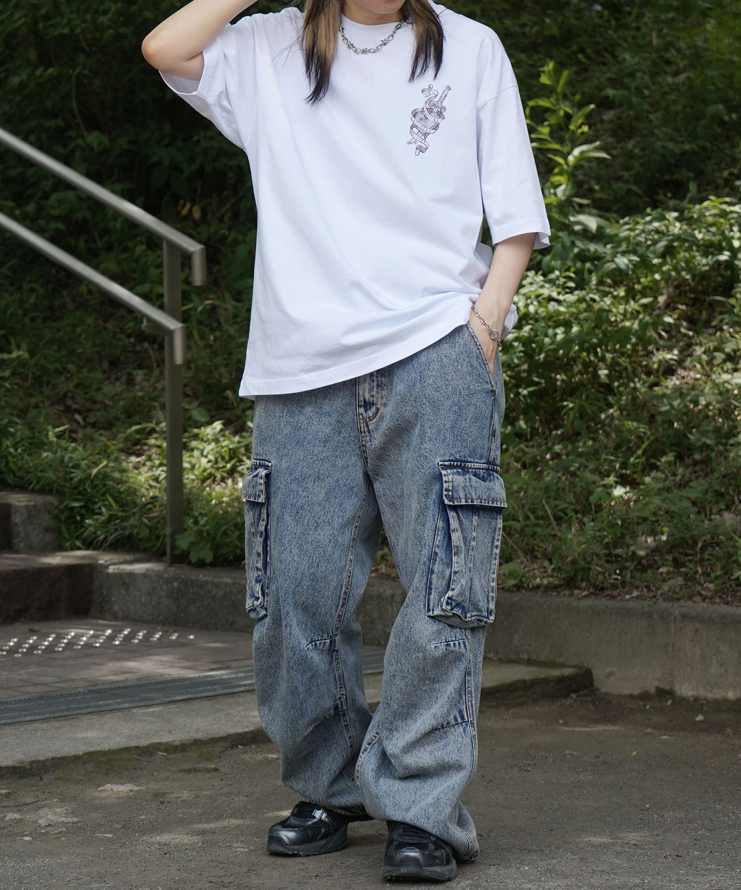 25SS ハードウォッシュ加工 バックプリント ボックスシルエット 半袖Tシャツ