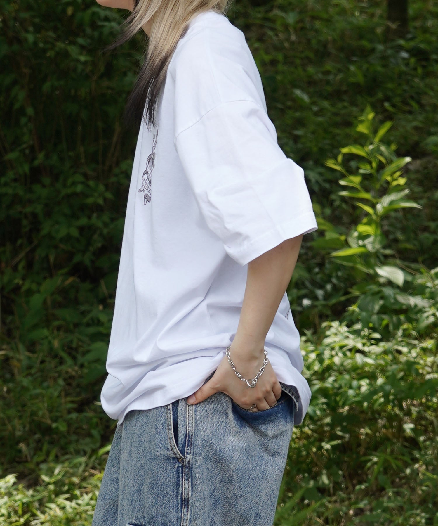 25SS ハードウォッシュ加工 バックプリント ボックスシルエット 半袖Tシャツ