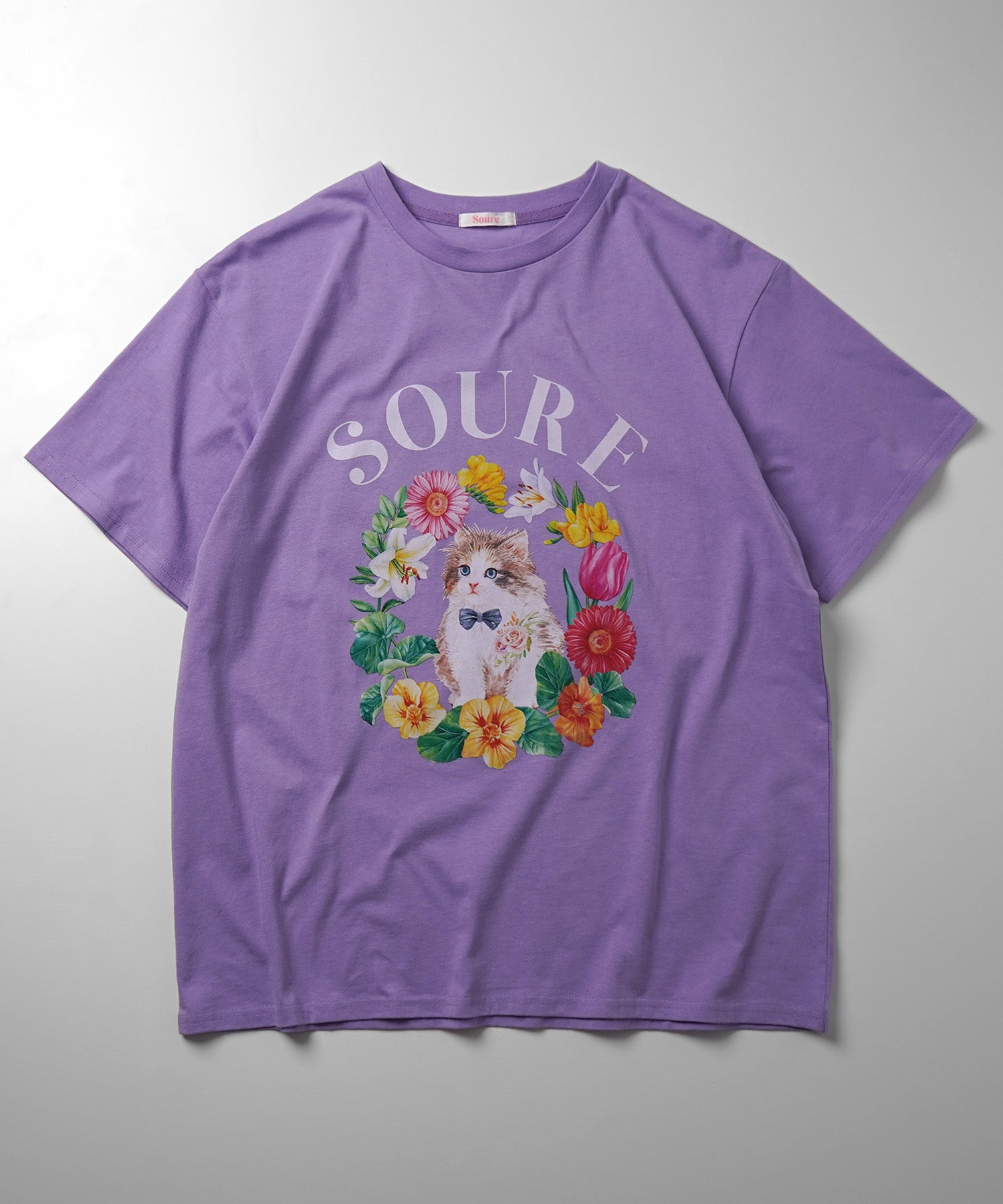 25SS 【Soure】キャットフラワー フロントプリント 半袖Tシャツ