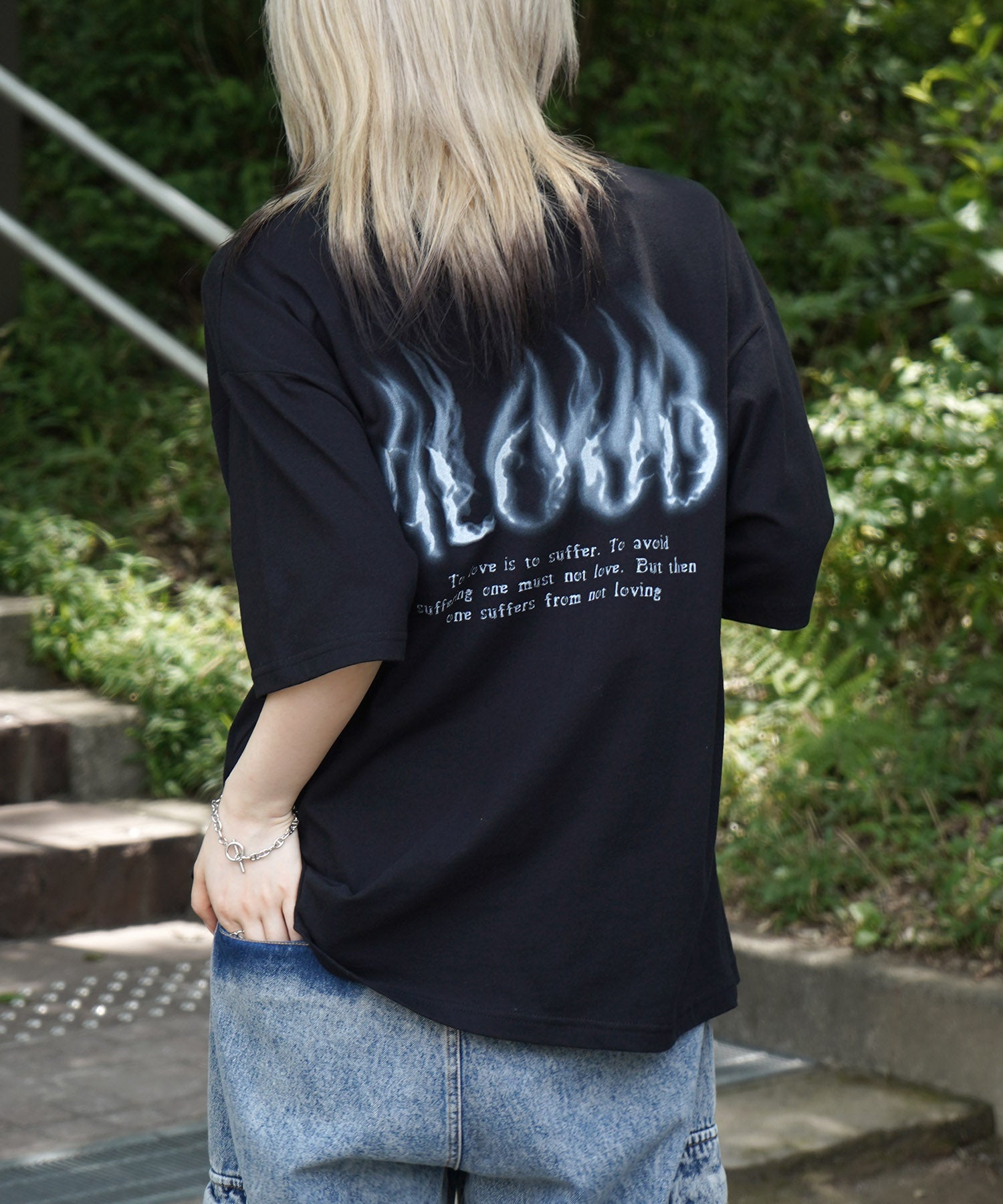 25SS スモーク ボックスシルエット グランジ風 Y2Kモチーフ 韓国風 バックプリント