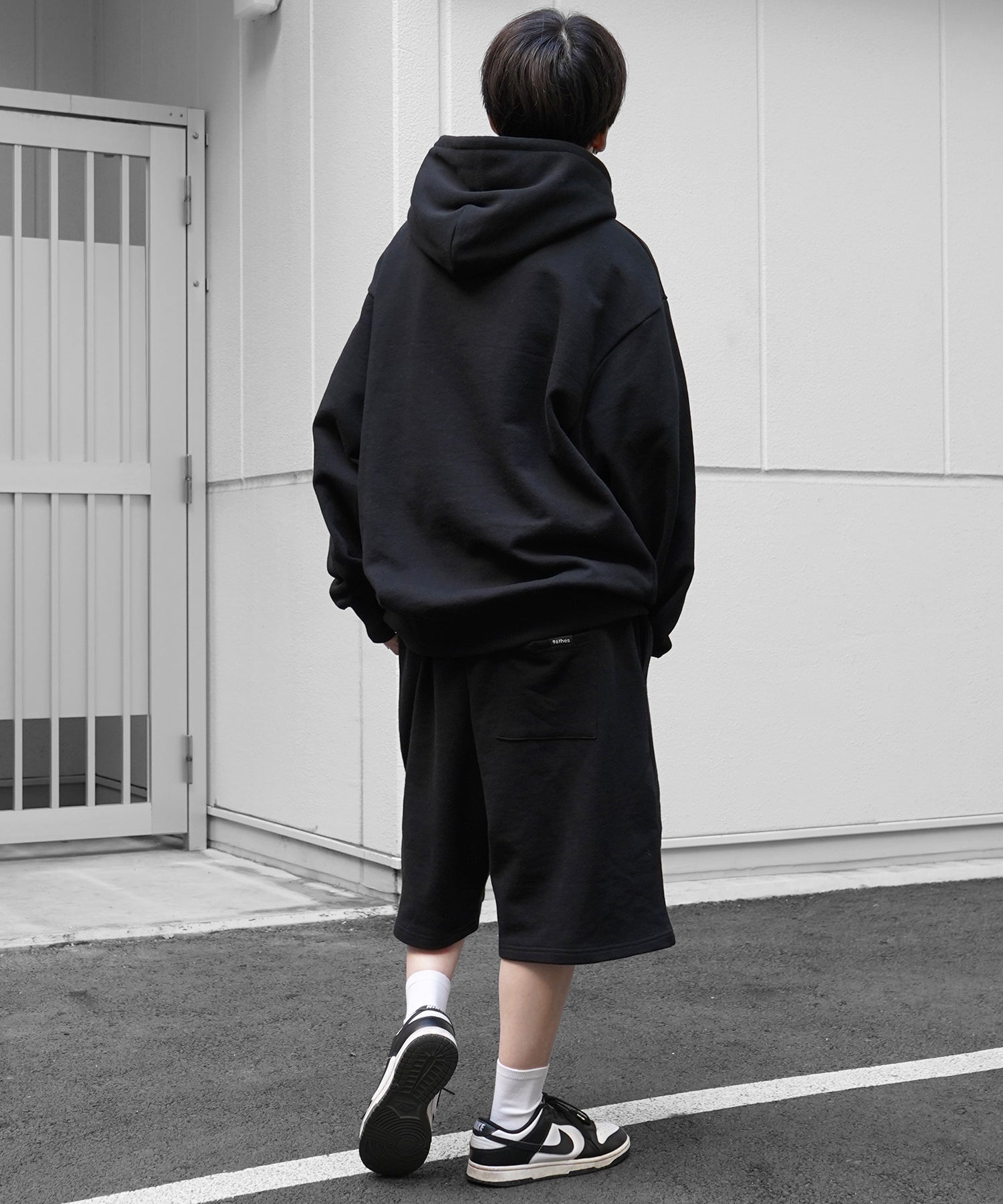 【96thes】韓国ストリート ワンポイントロゴ刺繍 スウェット ハーフパンツ ユニセックス 25SS