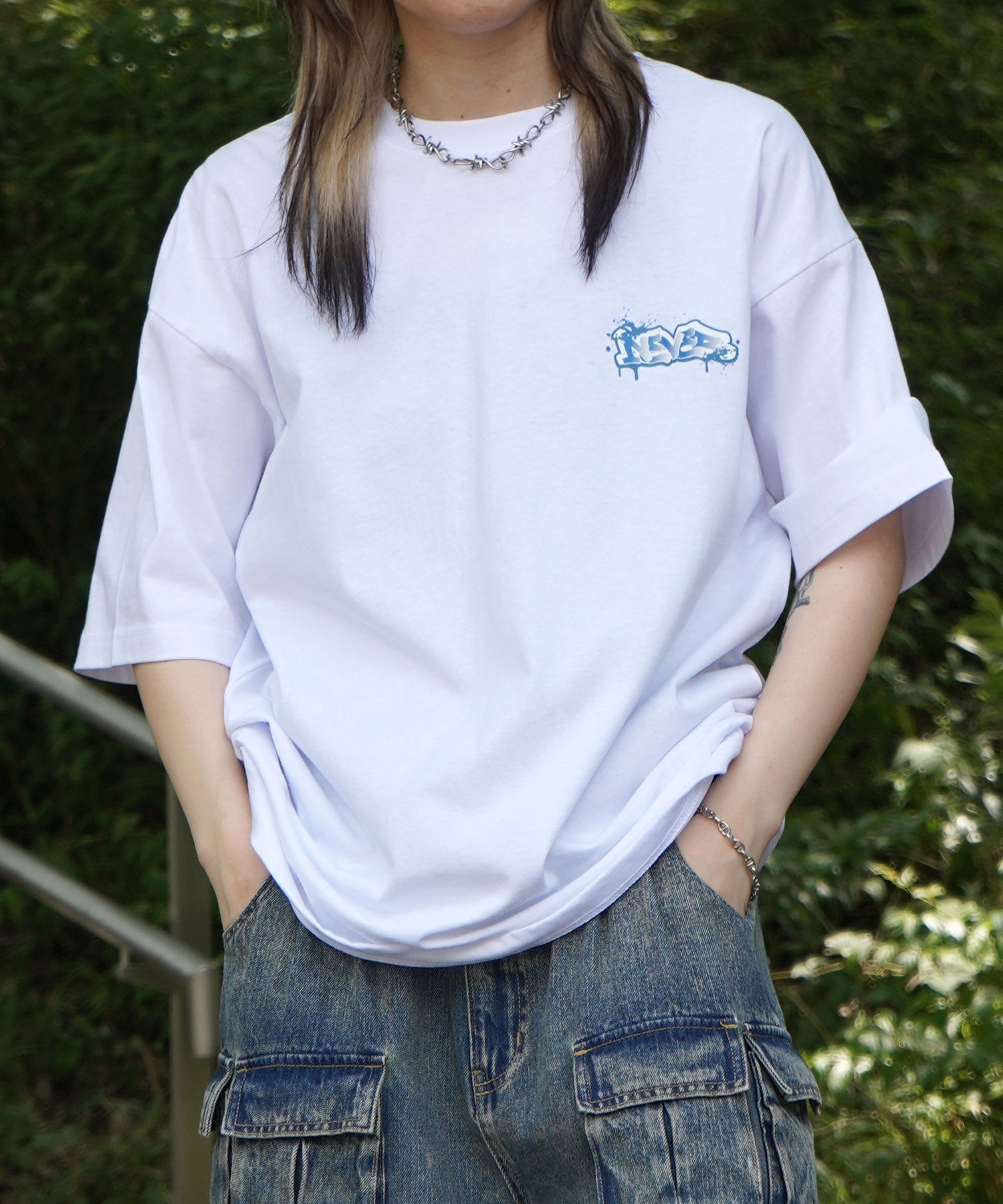 25SS ボックスシルエット スプラッシュ タギング ストリートグラフィック 半袖Tシャツ