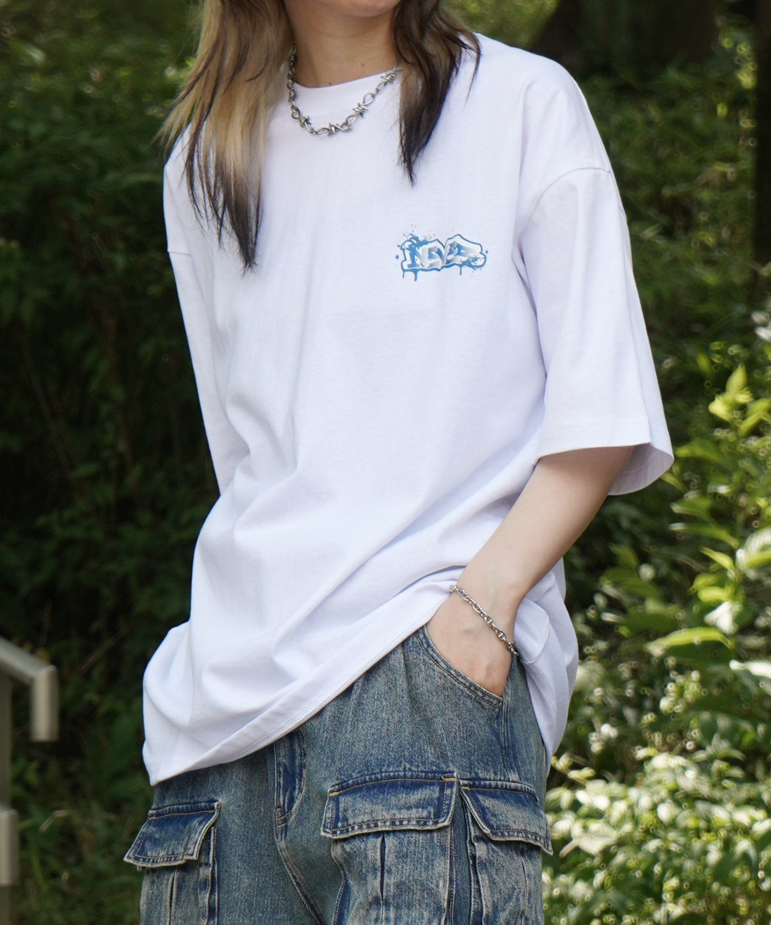 25SS ボックスシルエット スプラッシュ タギング ストリートグラフィック 半袖Tシャツ