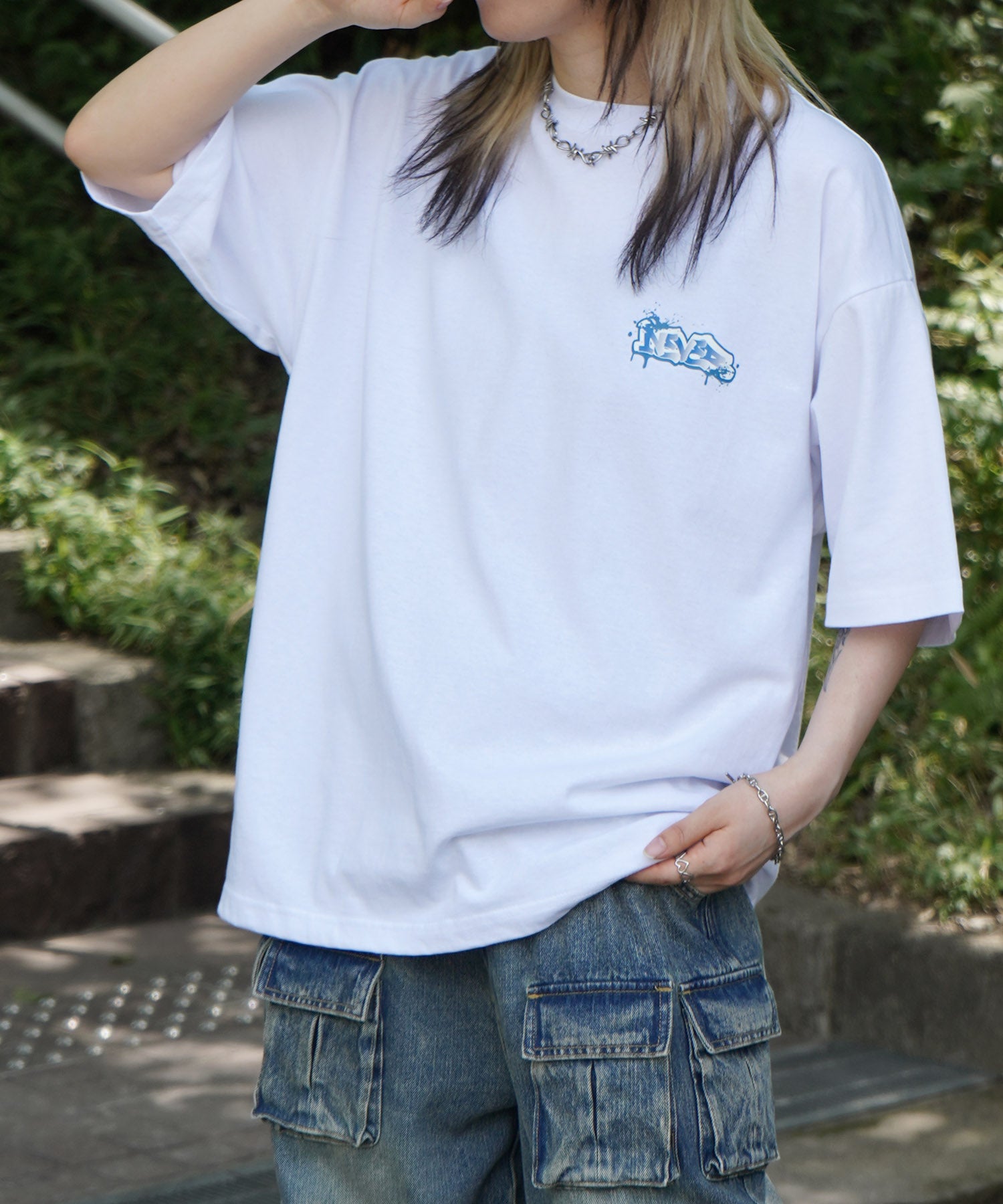 25SS ボックスシルエット スプラッシュ タギング ストリートグラフィック 半袖Tシャツ
