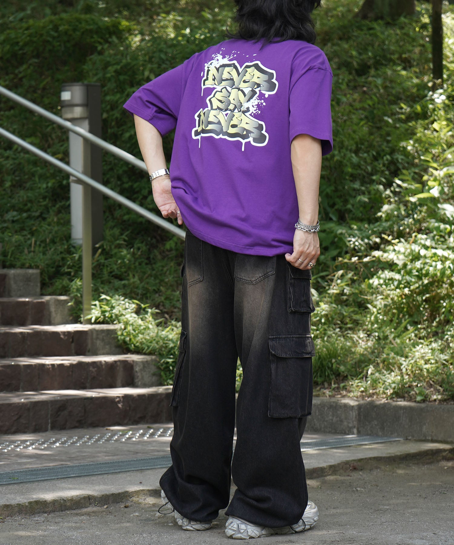 25SS ボックスシルエット スプラッシュ タギング ストリートグラフィック 半袖Tシャツ