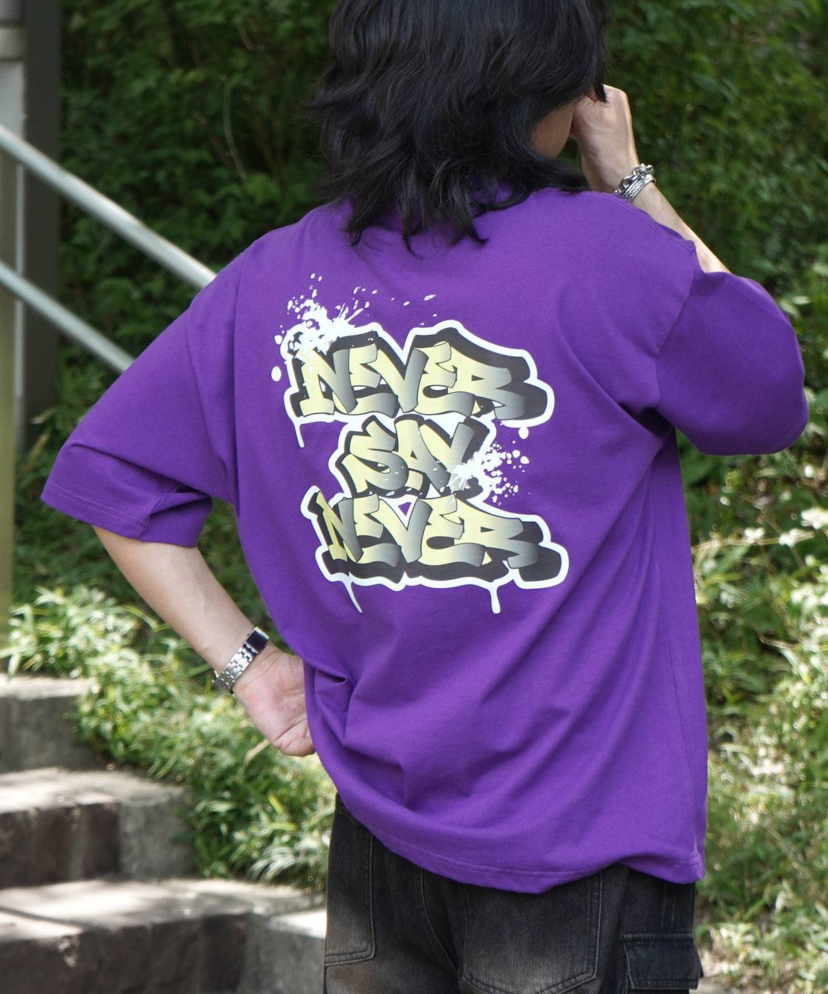 25SS ボックスシルエット スプラッシュ タギング ストリートグラフィック 半袖Tシャツ