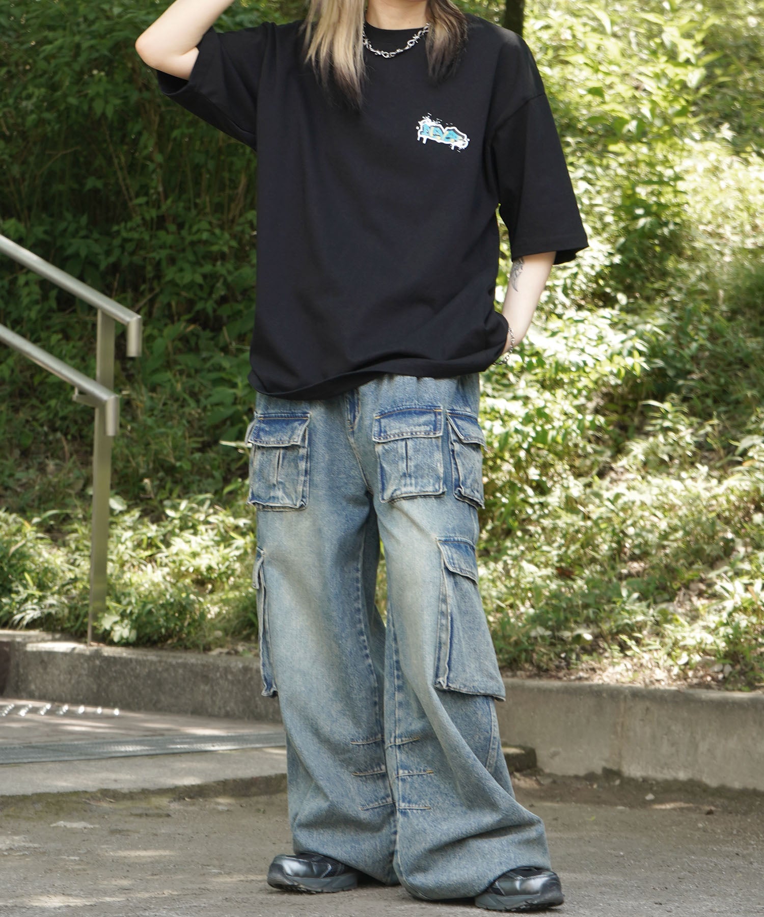 25SS ボックスシルエット スプラッシュ タギング ストリートグラフィック 半袖Tシャツ