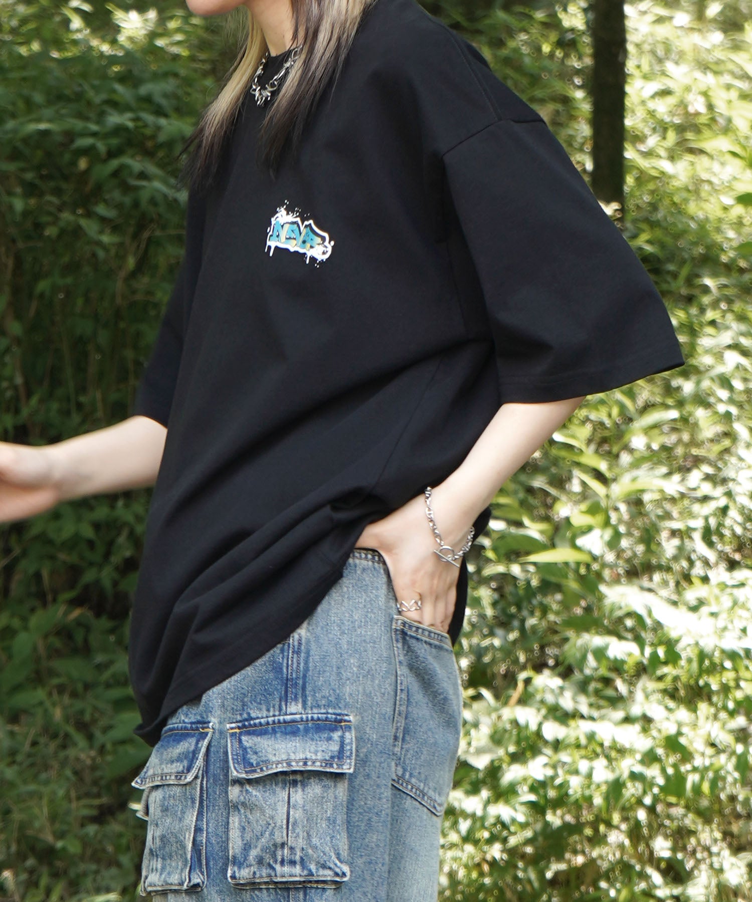 25SS ボックスシルエット スプラッシュ タギング ストリートグラフィック 半袖Tシャツ