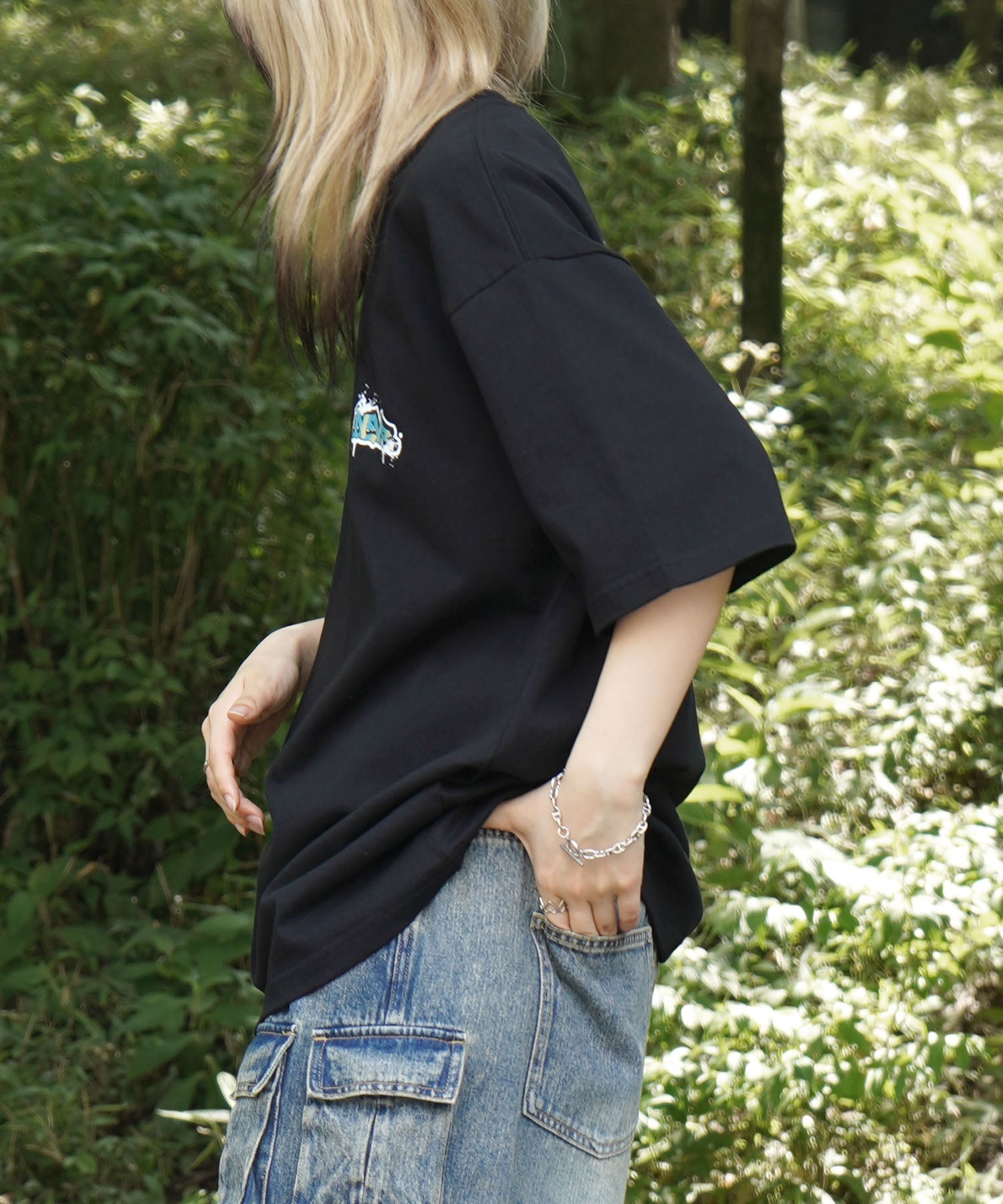 25SS ボックスシルエット スプラッシュ タギング ストリートグラフィック 半袖Tシャツ