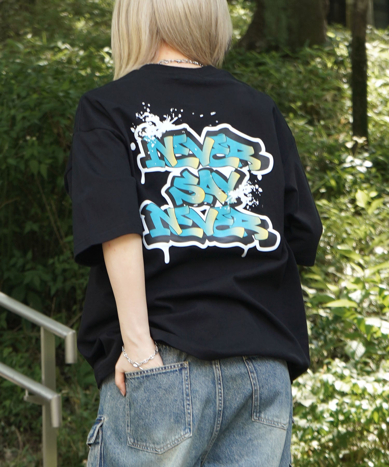 25SS ボックスシルエット スプラッシュ タギング ストリートグラフィック 半袖Tシャツ