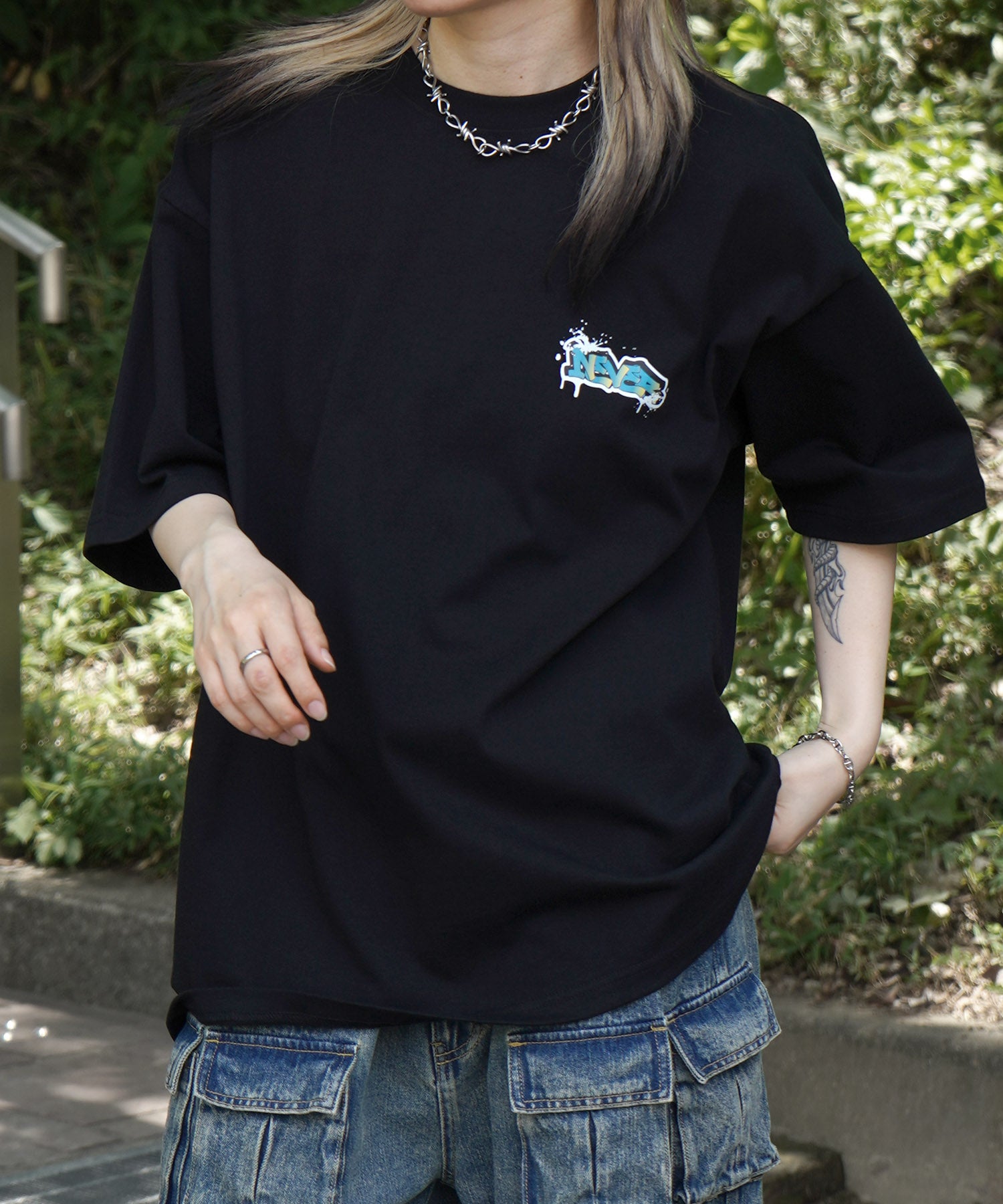 25SS ボックスシルエット スプラッシュ タギング ストリートグラフィック 半袖Tシャツ