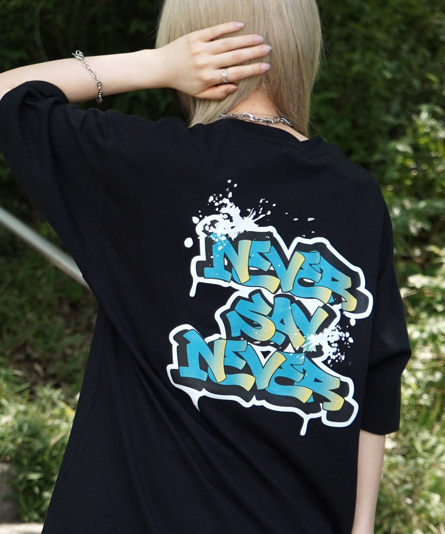 25SS ボックスシルエット スプラッシュ タギング ストリートグラフィック 半袖Tシャツ