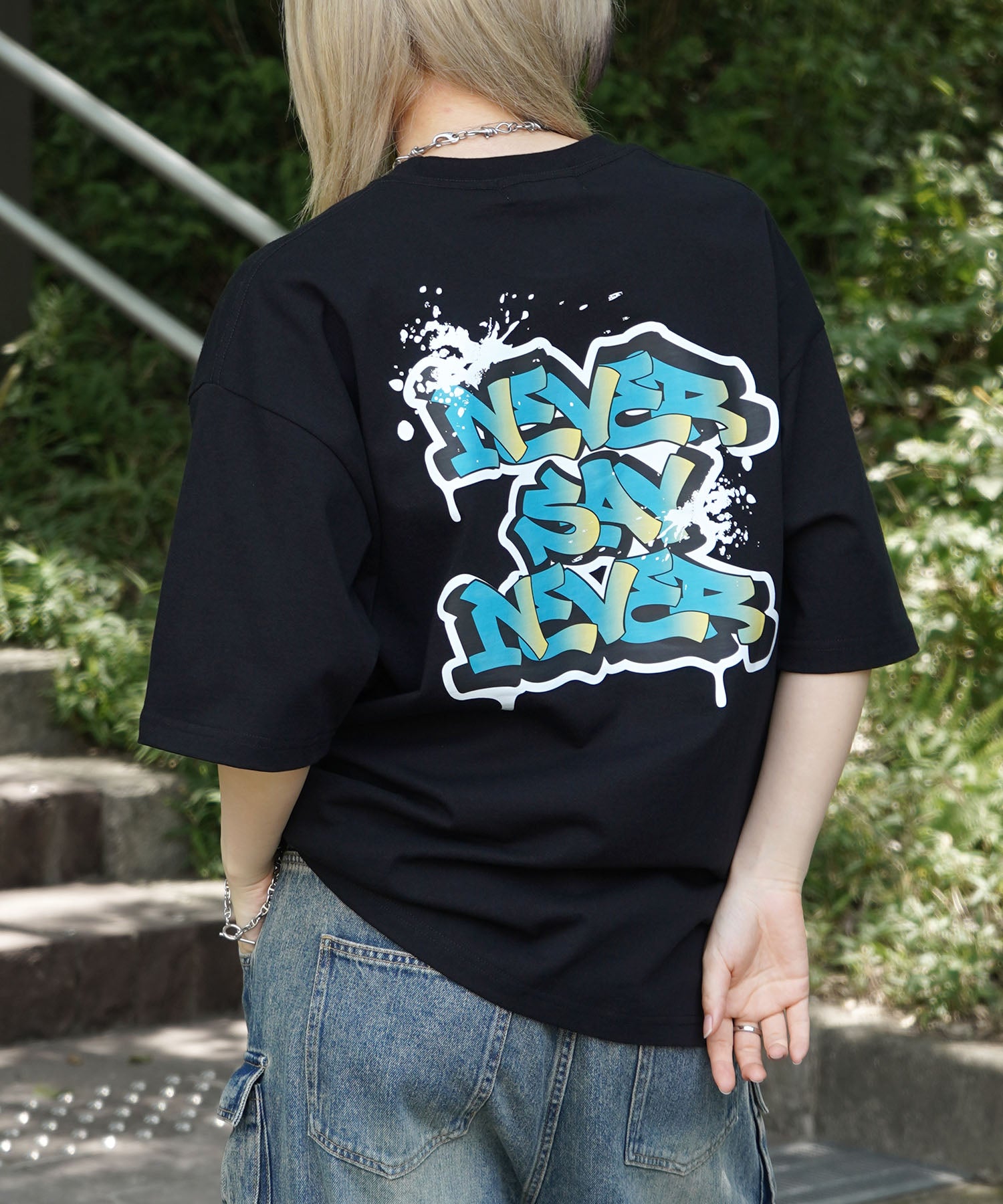 25SS ボックスシルエット スプラッシュ タギング ストリートグラフィック 半袖Tシャツ