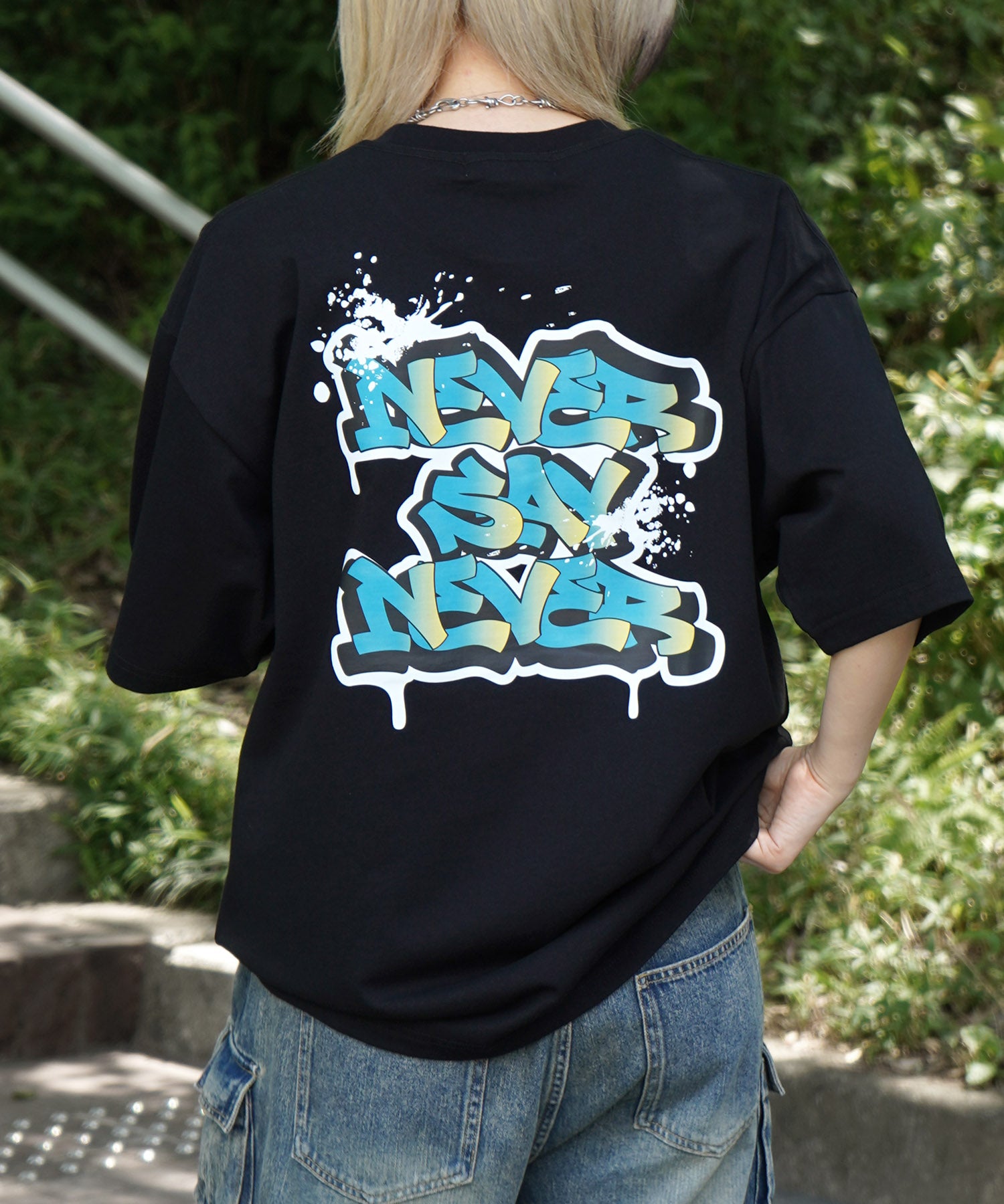 25SS ボックスシルエット スプラッシュ タギング ストリートグラフィック 半袖Tシャツ