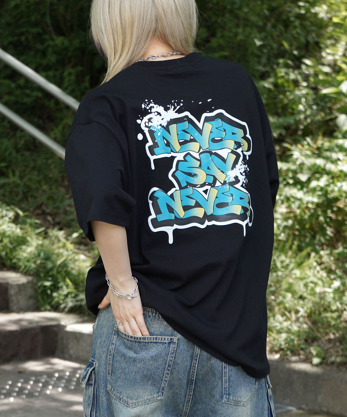 25SS ボックスシルエット スプラッシュ タギング ストリートグラフィック 半袖Tシャツ