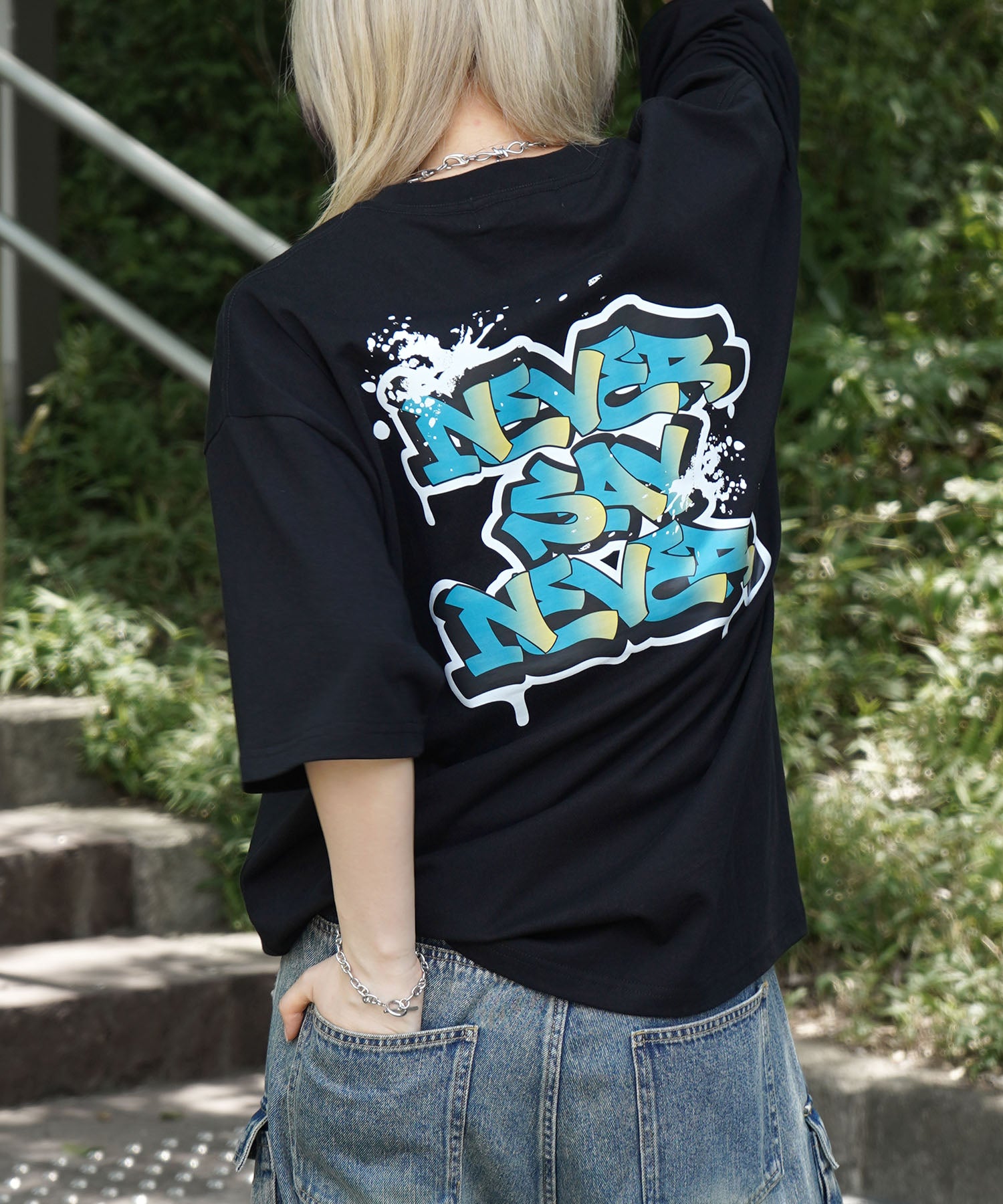 25SS ボックスシルエット スプラッシュ タギング ストリートグラフィック 半袖Tシャツ