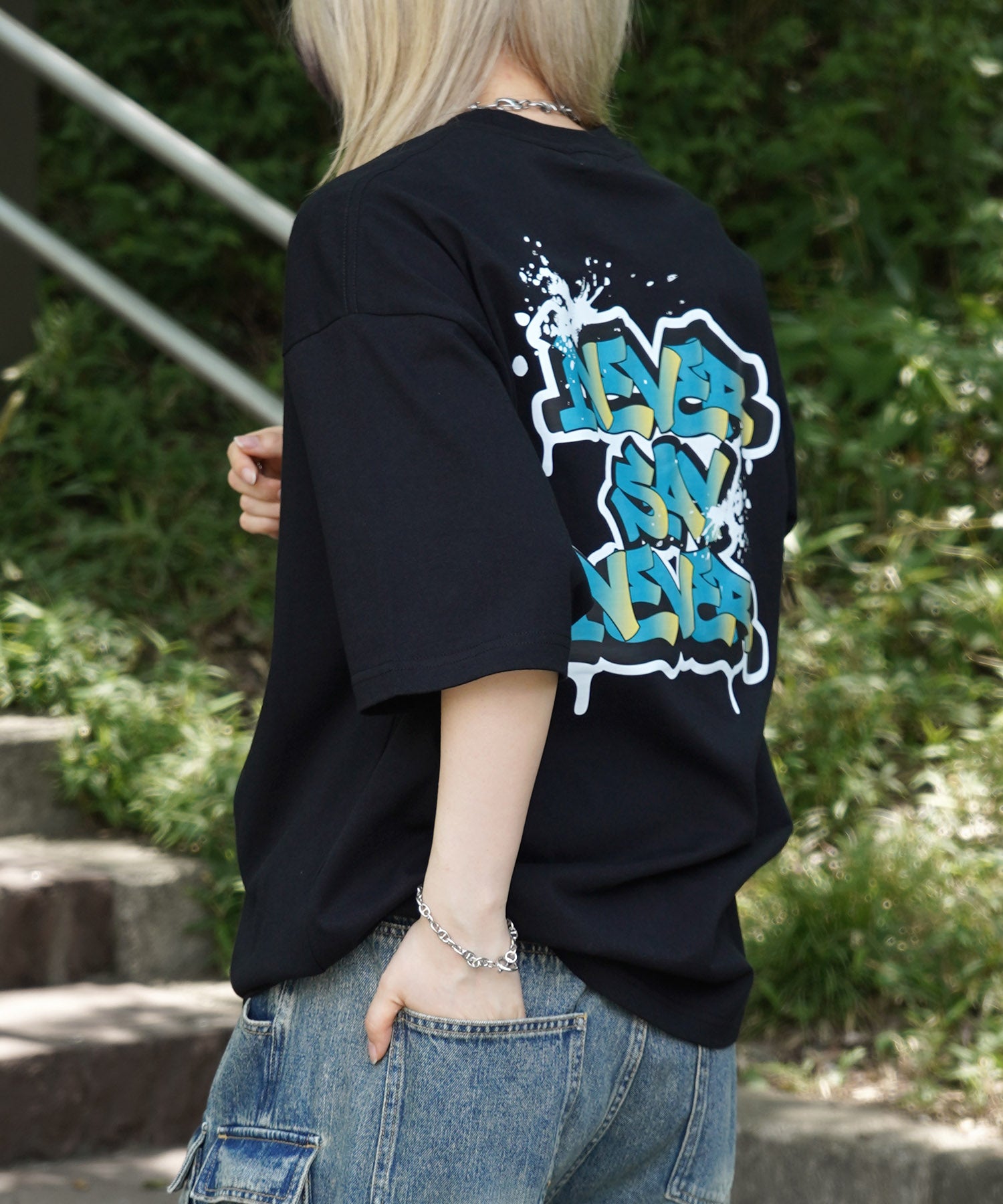 25SS ボックスシルエット スプラッシュ タギング ストリートグラフィック 半袖Tシャツ