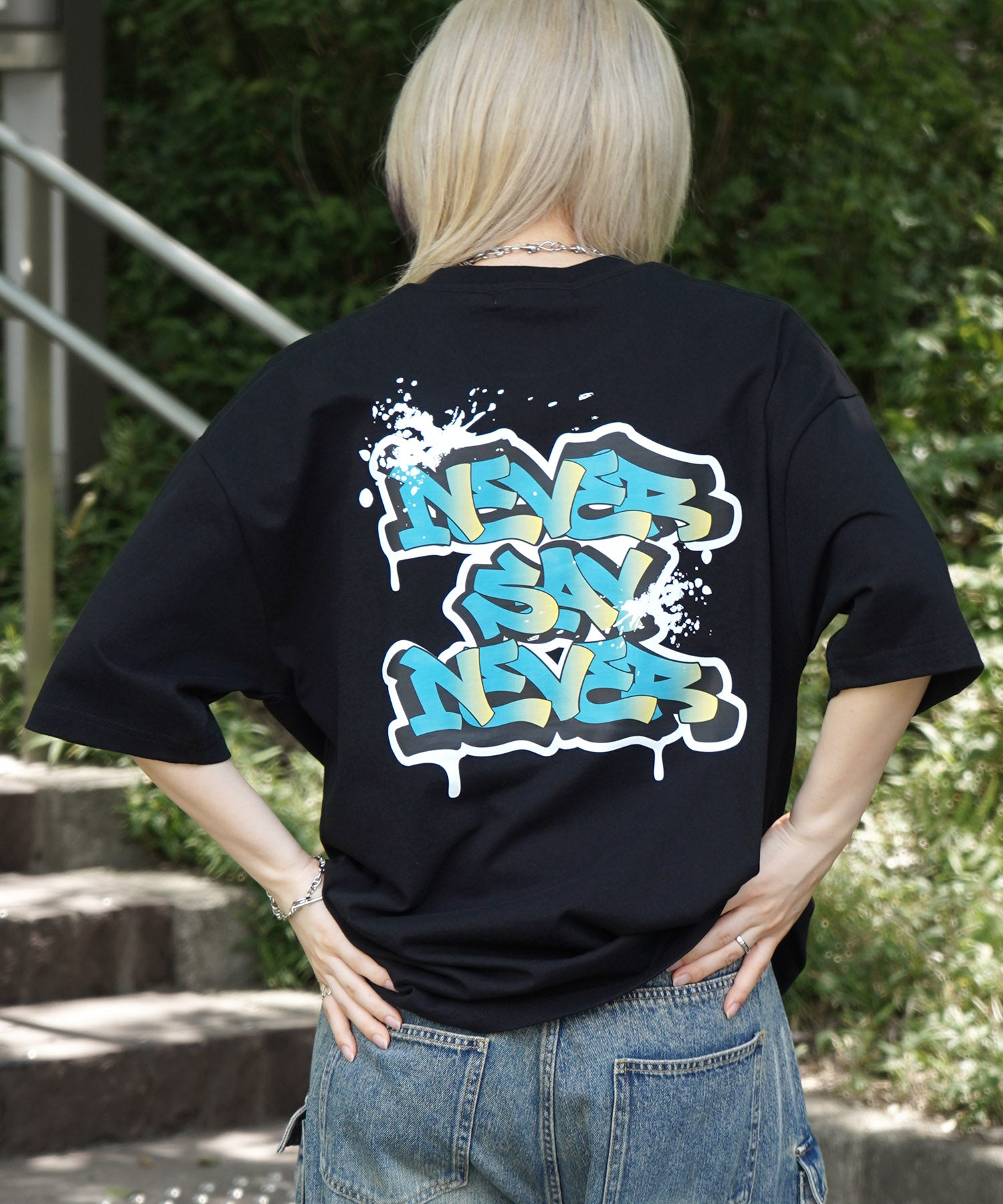 25SS ボックスシルエット スプラッシュ タギング ストリートグラフィック 半袖Tシャツ