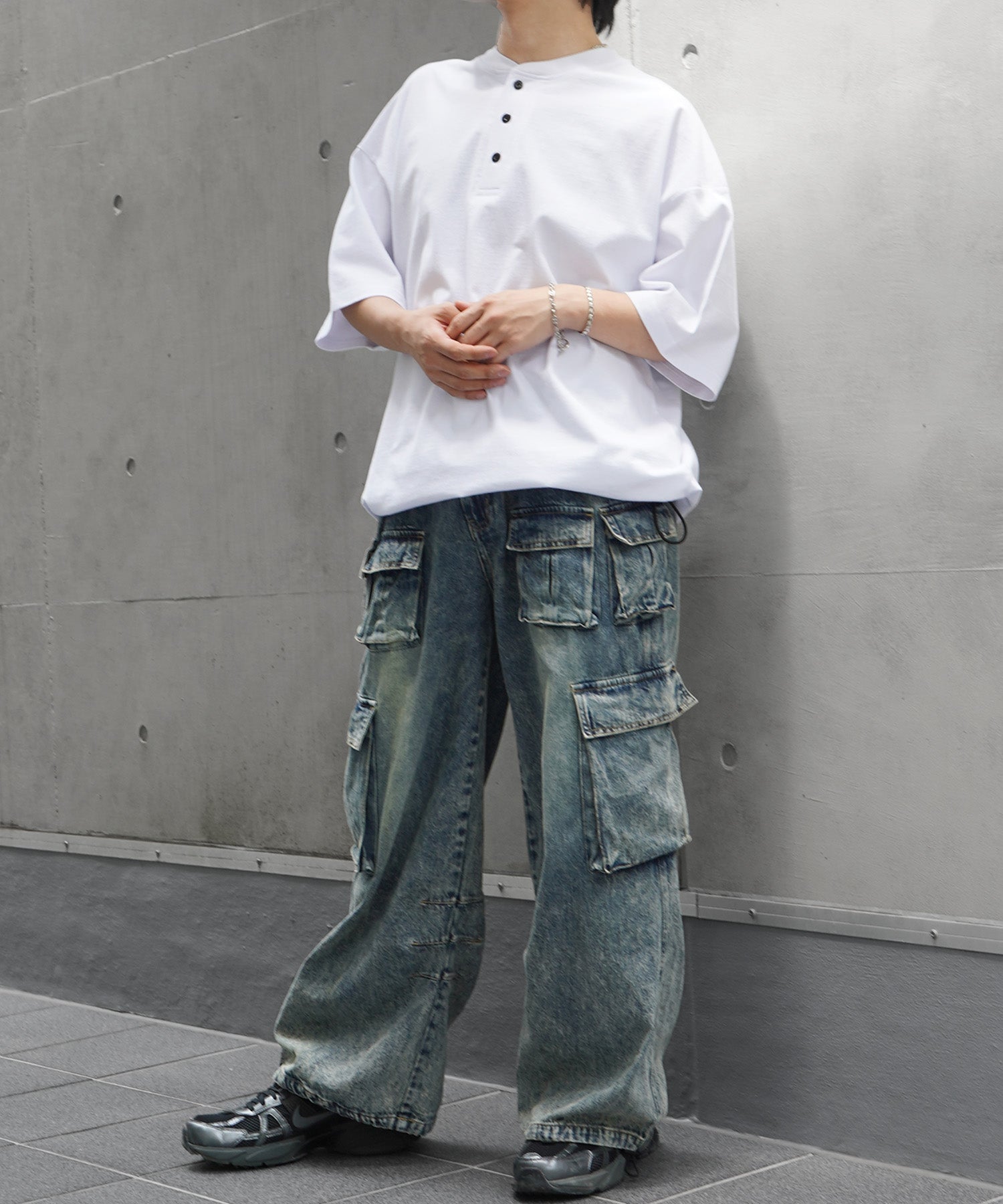 25SS ヘンリーネック ドローコード 半袖Tシャツ