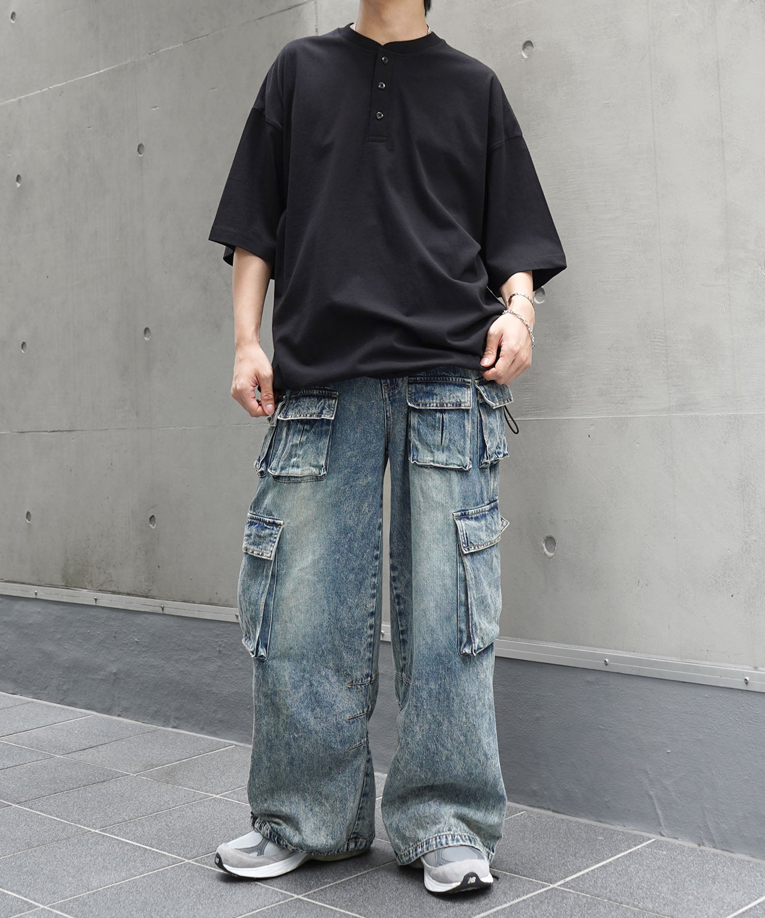 25SS ヘンリーネック ドローコード 半袖Tシャツ