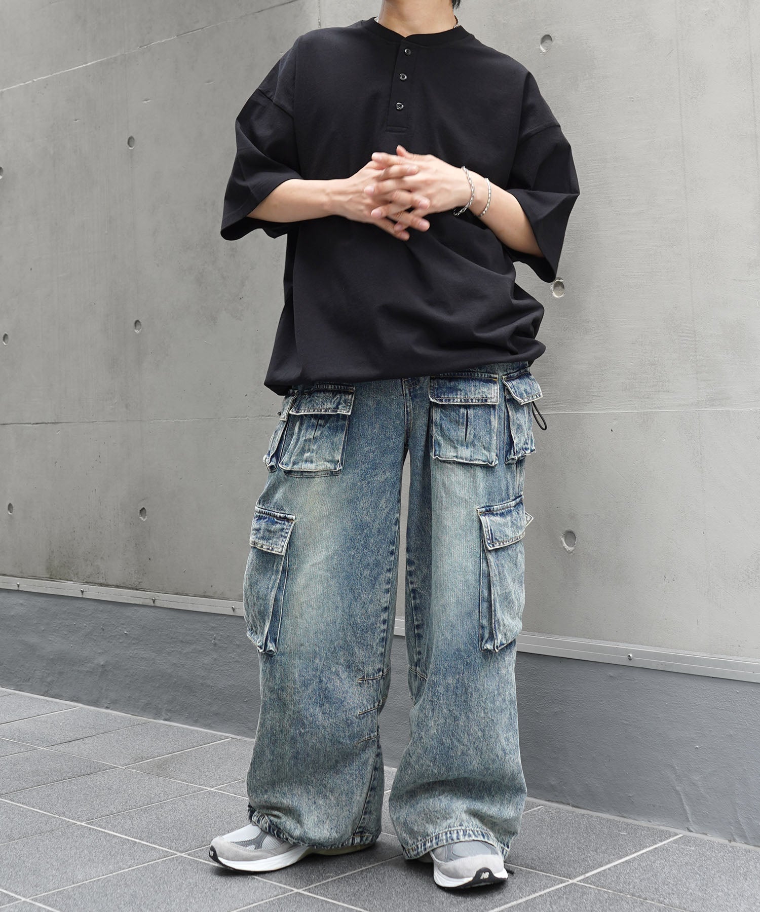 25SS ヘンリーネック ドローコード 半袖Tシャツ