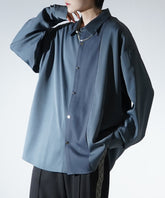 アシンメトリーキリカエ ドレープとろみ ビッグシルエット長袖シャツ