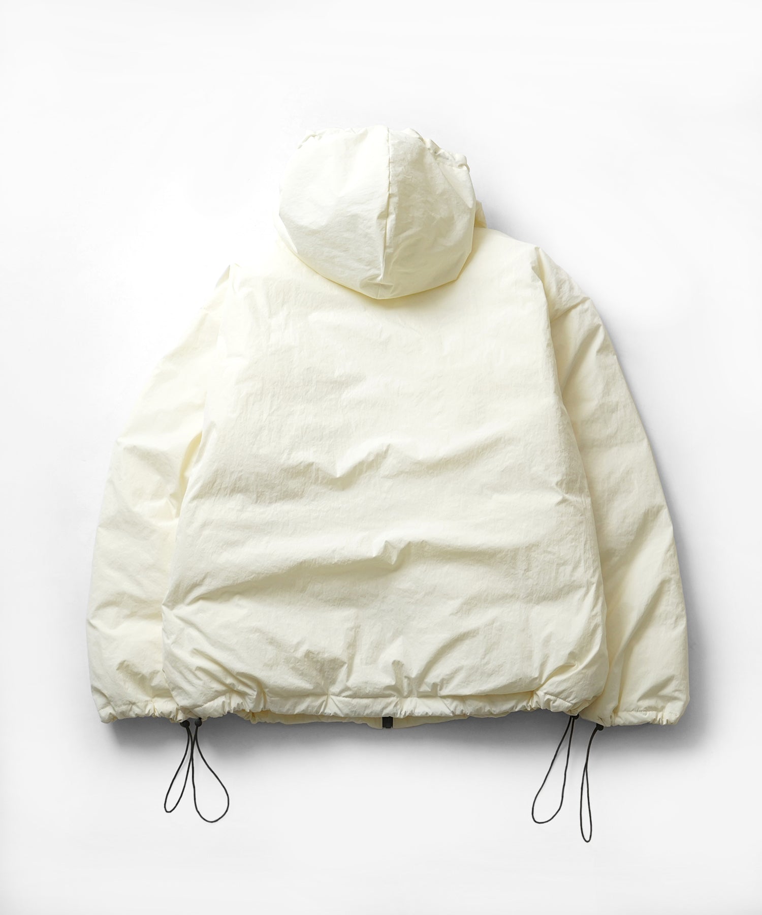 ビッグシルエット ラバーワンポイントロゴ ナイロン エコダウンジャケットフーディー