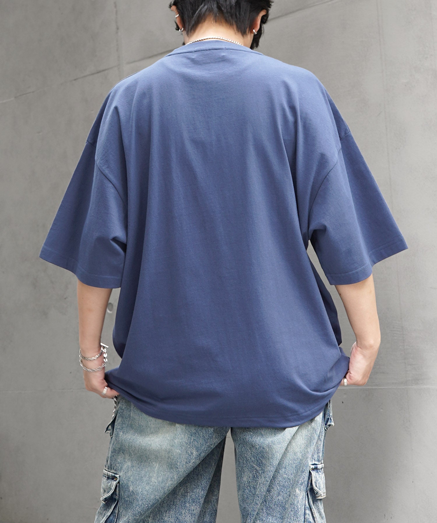 25SS ビッグシルエット ワンポイント刺繍 裾ドローコード Tシャツ