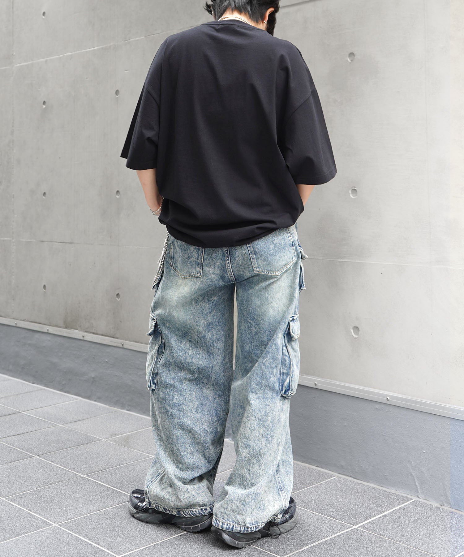 25SS ビッグシルエット ワンポイント刺繍 裾ドローコード Tシャツ