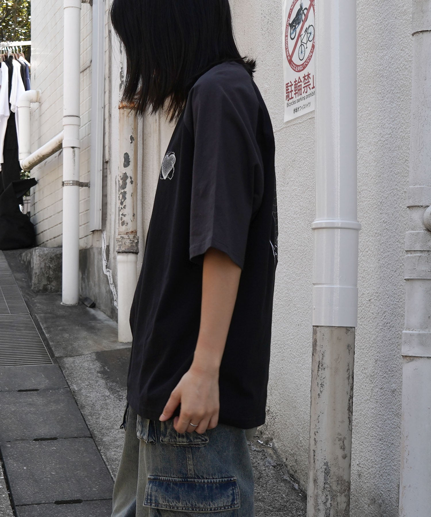 25SS 韓国ストリート ハート グランジロゴ Y2K ビッグシルエット半袖Tシャツ