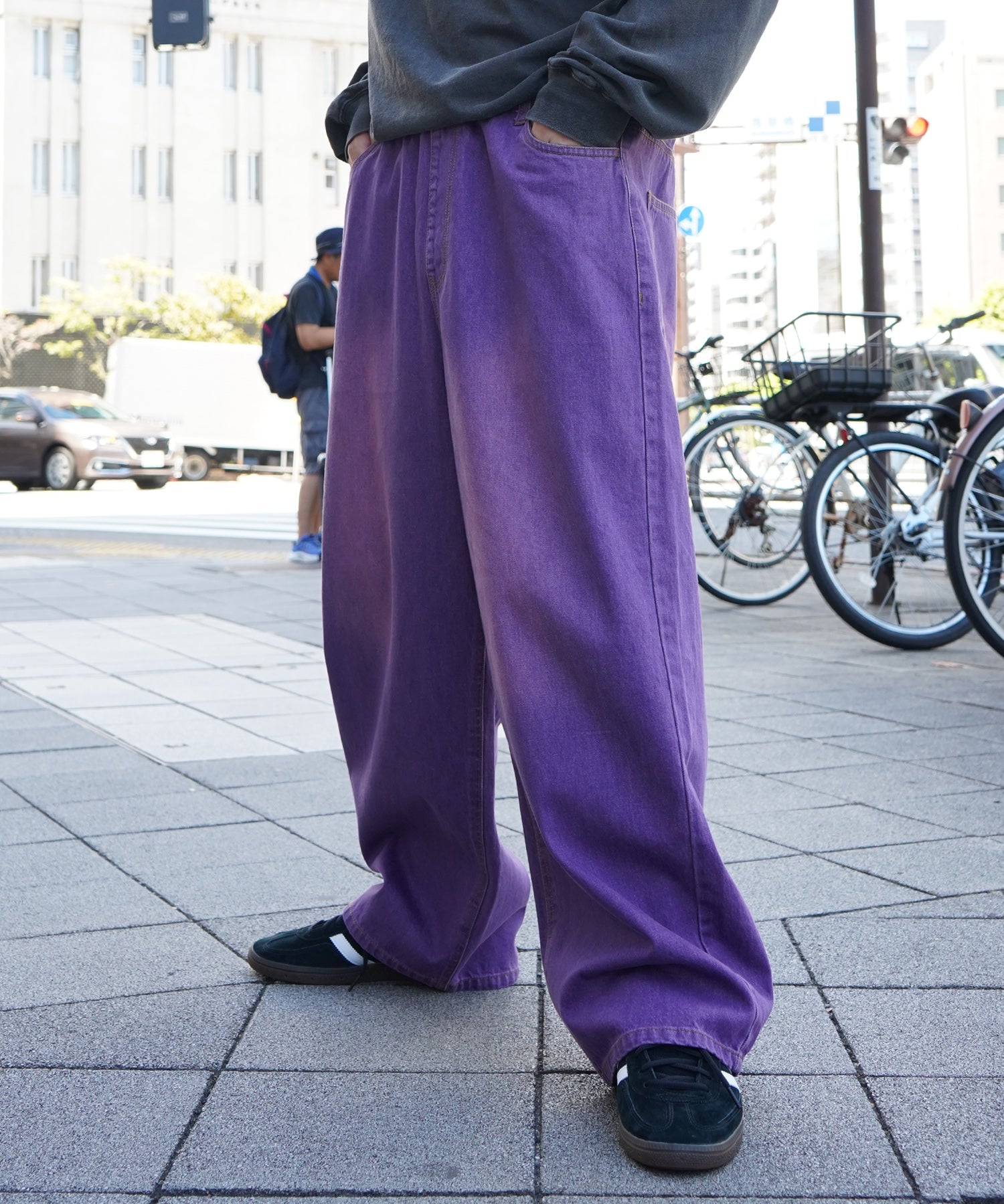 ヴィンテージメイク レトロライク カラーデニム イージーワイドパンツ