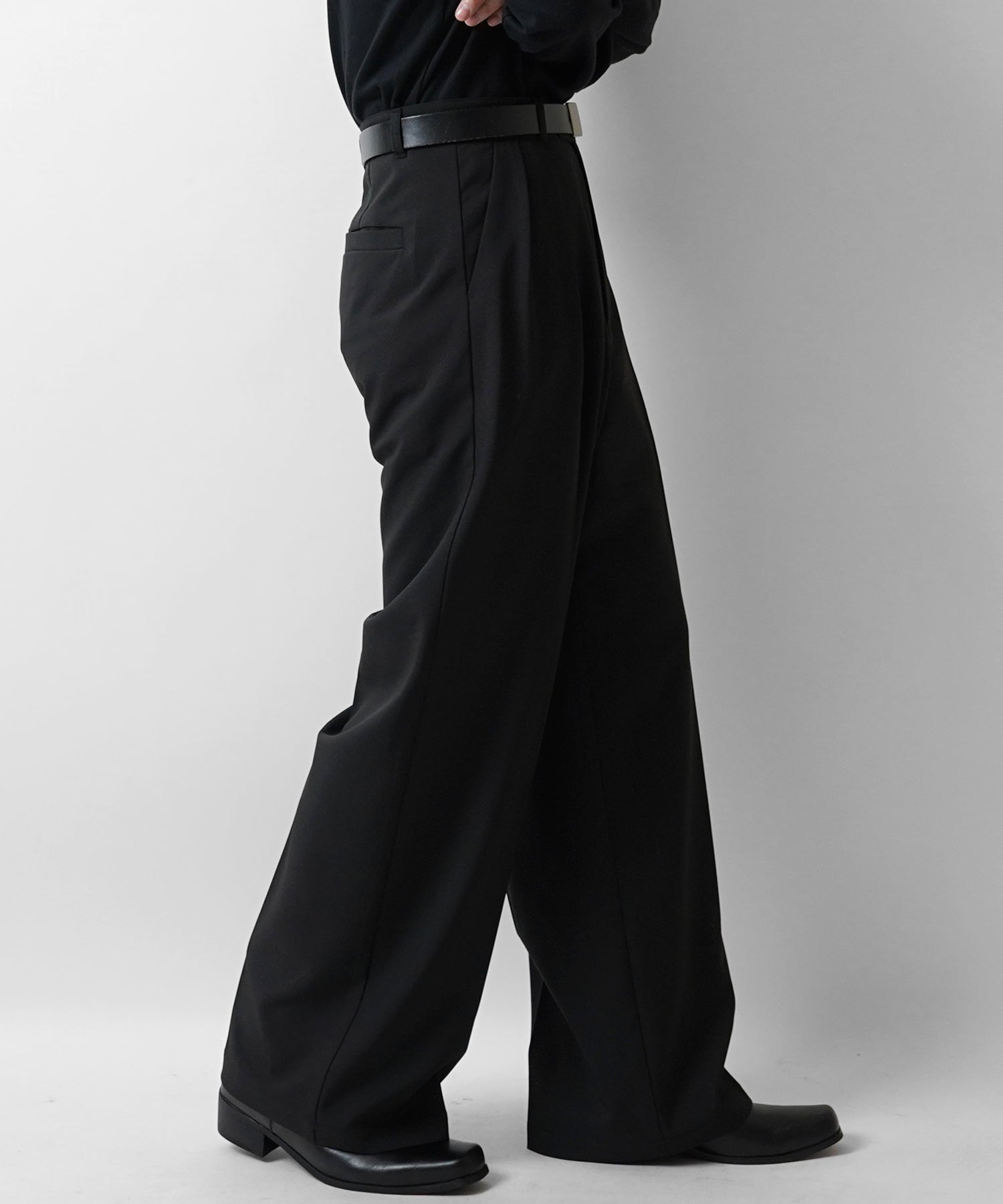 25SS ツイル タック ワイドストレートスラックスパンツ