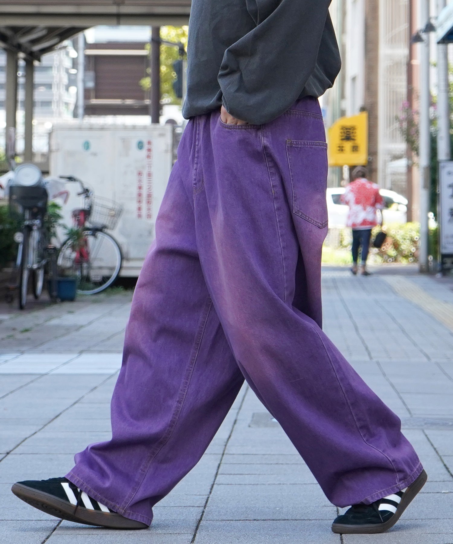 ヴィンテージメイク レトロライク カラーデニム イージーワイドパンツ