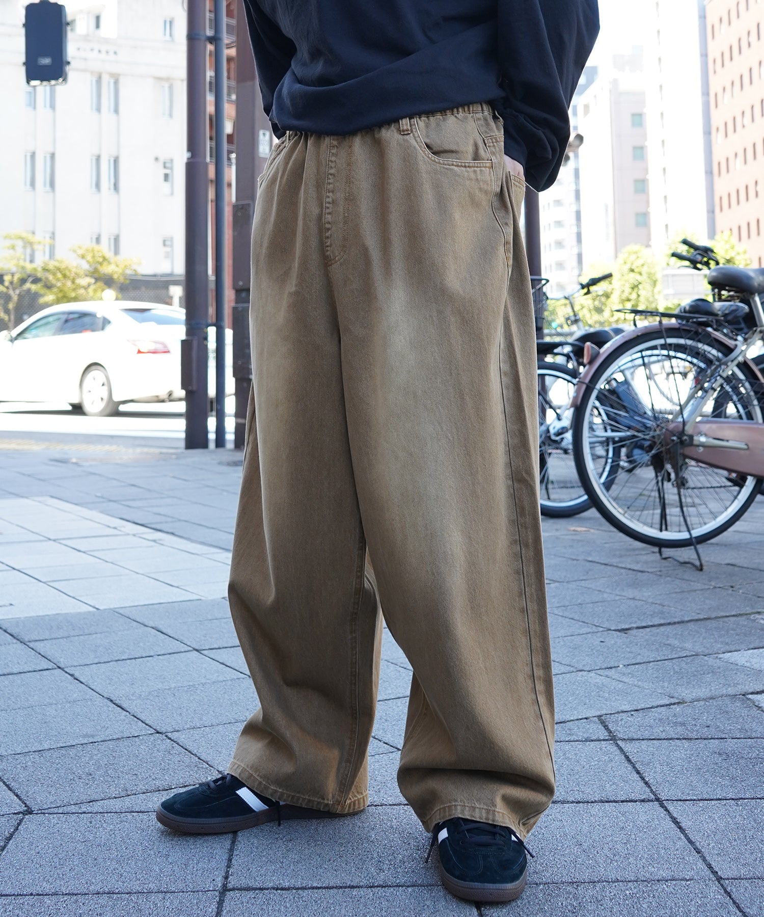 ヴィンテージメイク レトロライク カラーデニム イージーワイドパンツ
