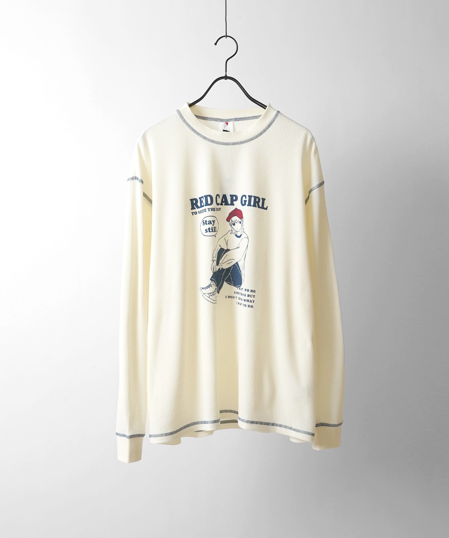 【RED CAP GIRL】25SS アウトステッチ ビッグシルエットワッフルロンT