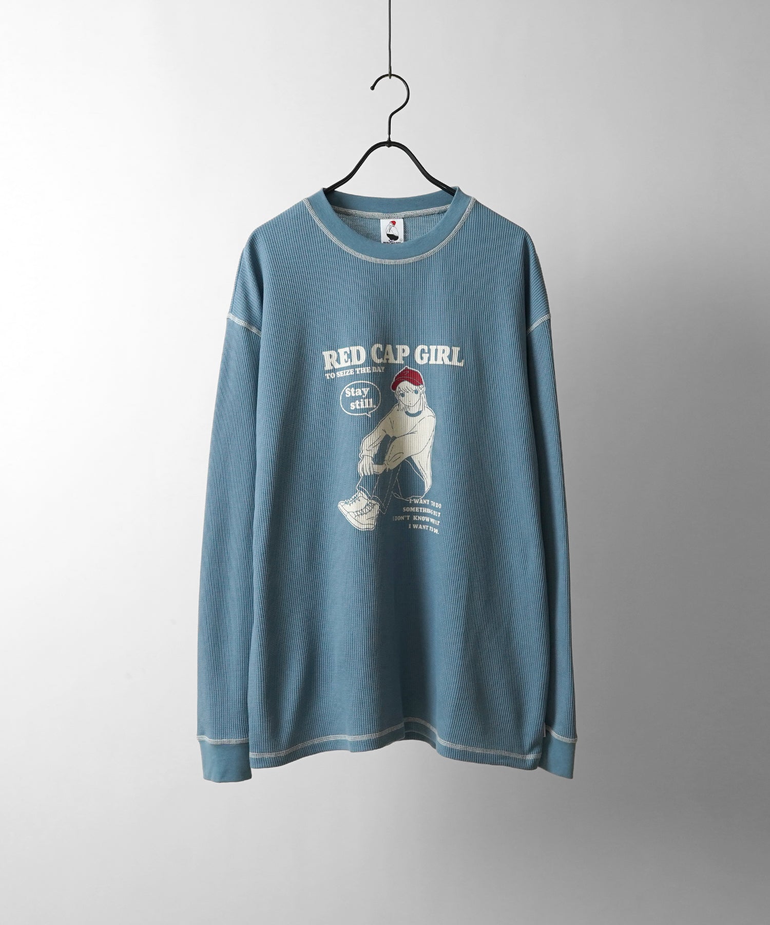 【RED CAP GIRL】25SS アウトステッチ ビッグシルエットワッフルロンT